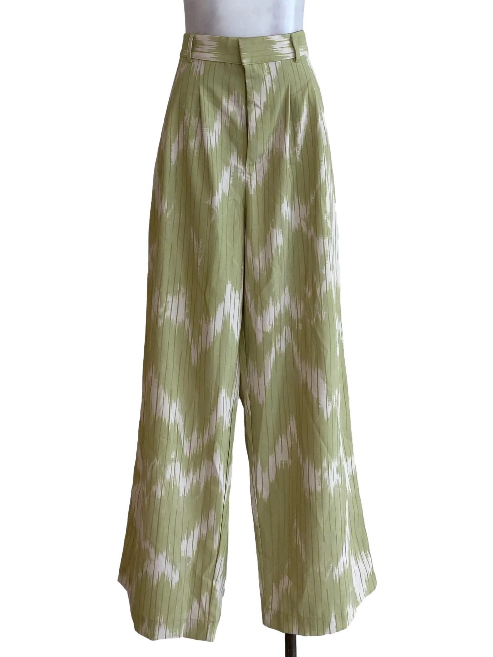 Green Abstract Striped Pants