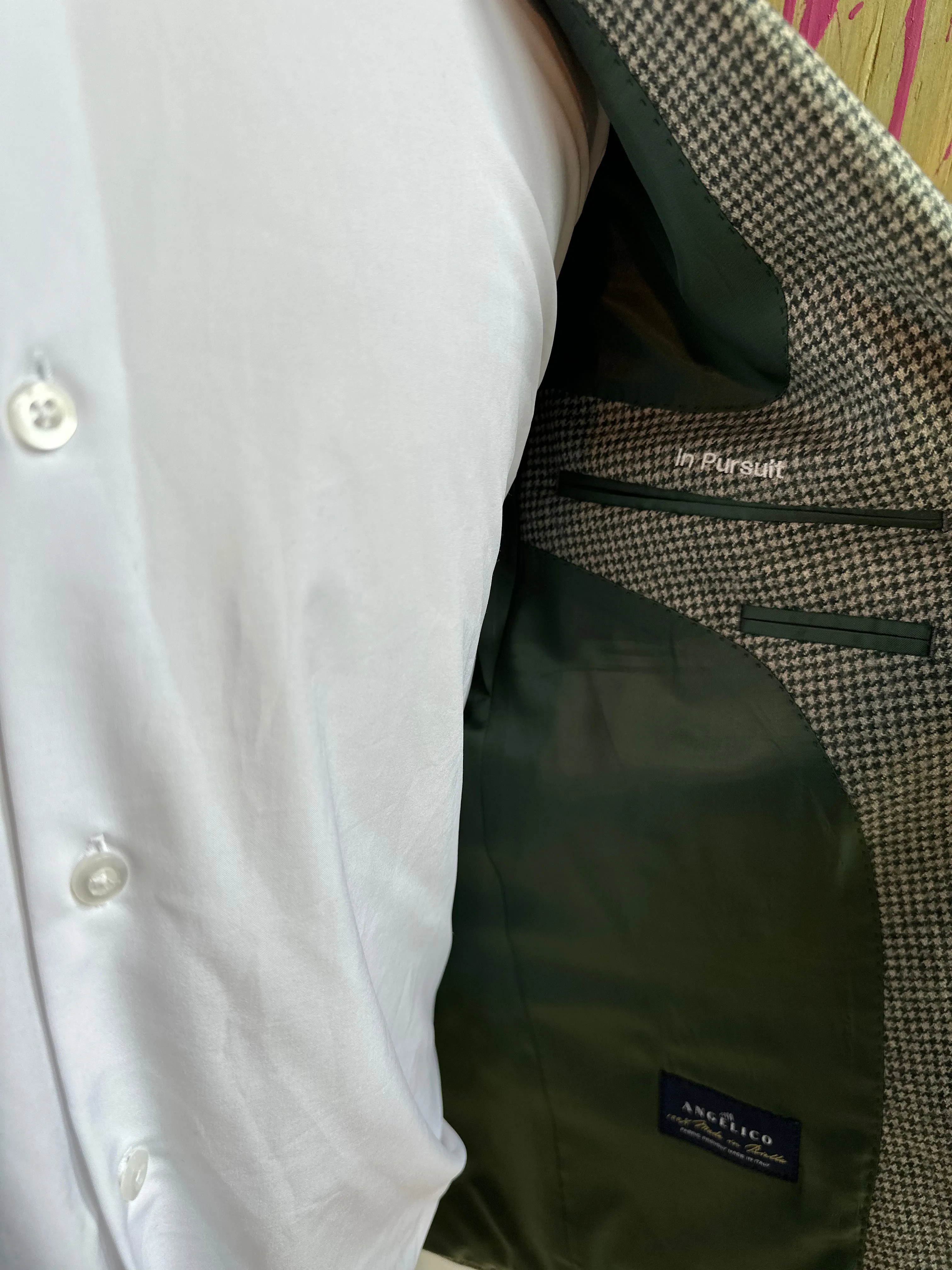 Green & Cream Houndstooth Premium Coat