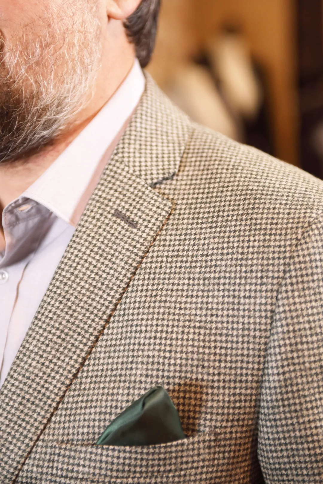 Green & Cream Houndstooth Premium Coat