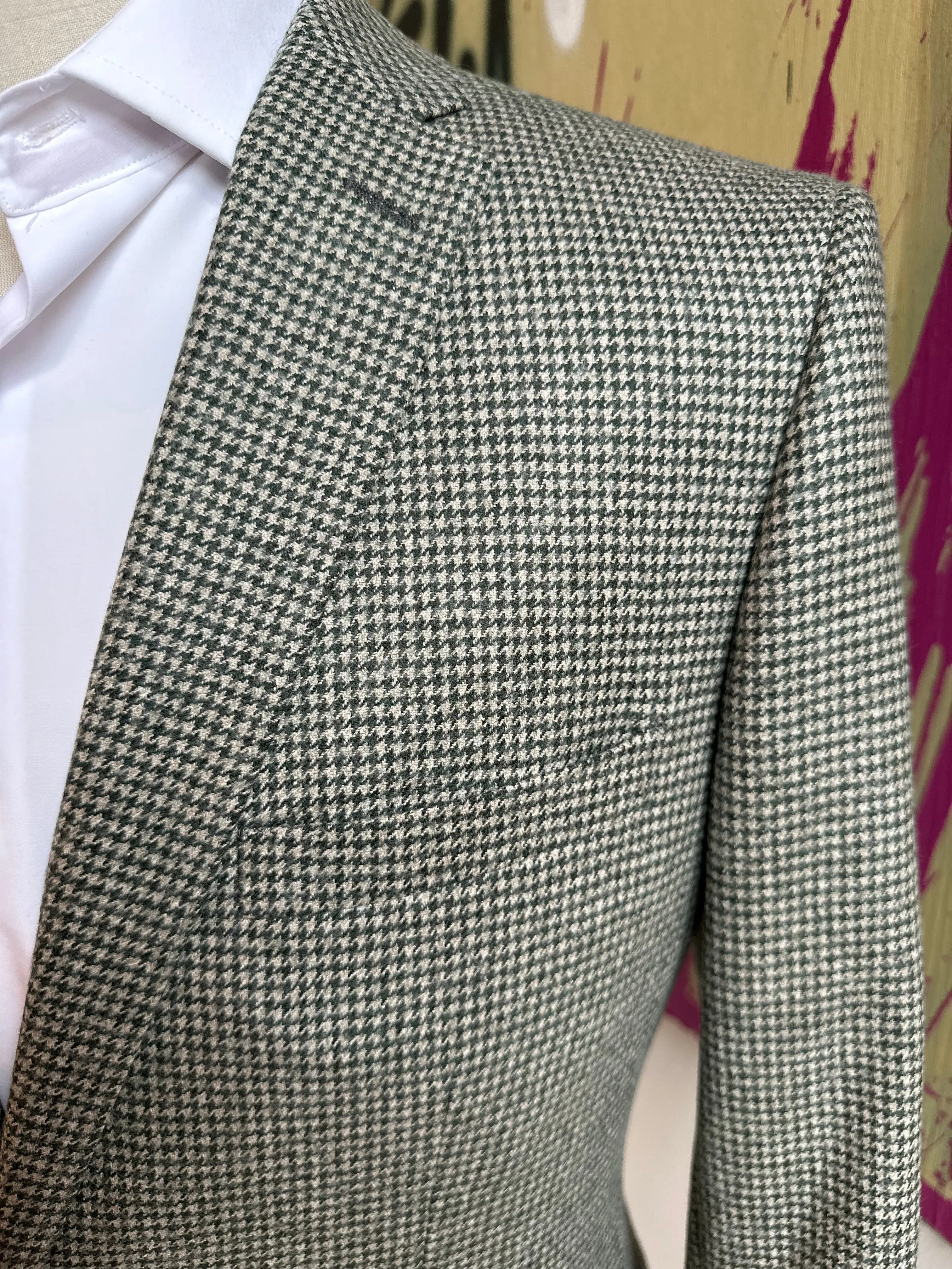 Green & Cream Houndstooth Premium Coat