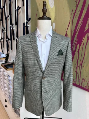 Green & Cream Houndstooth Premium Coat