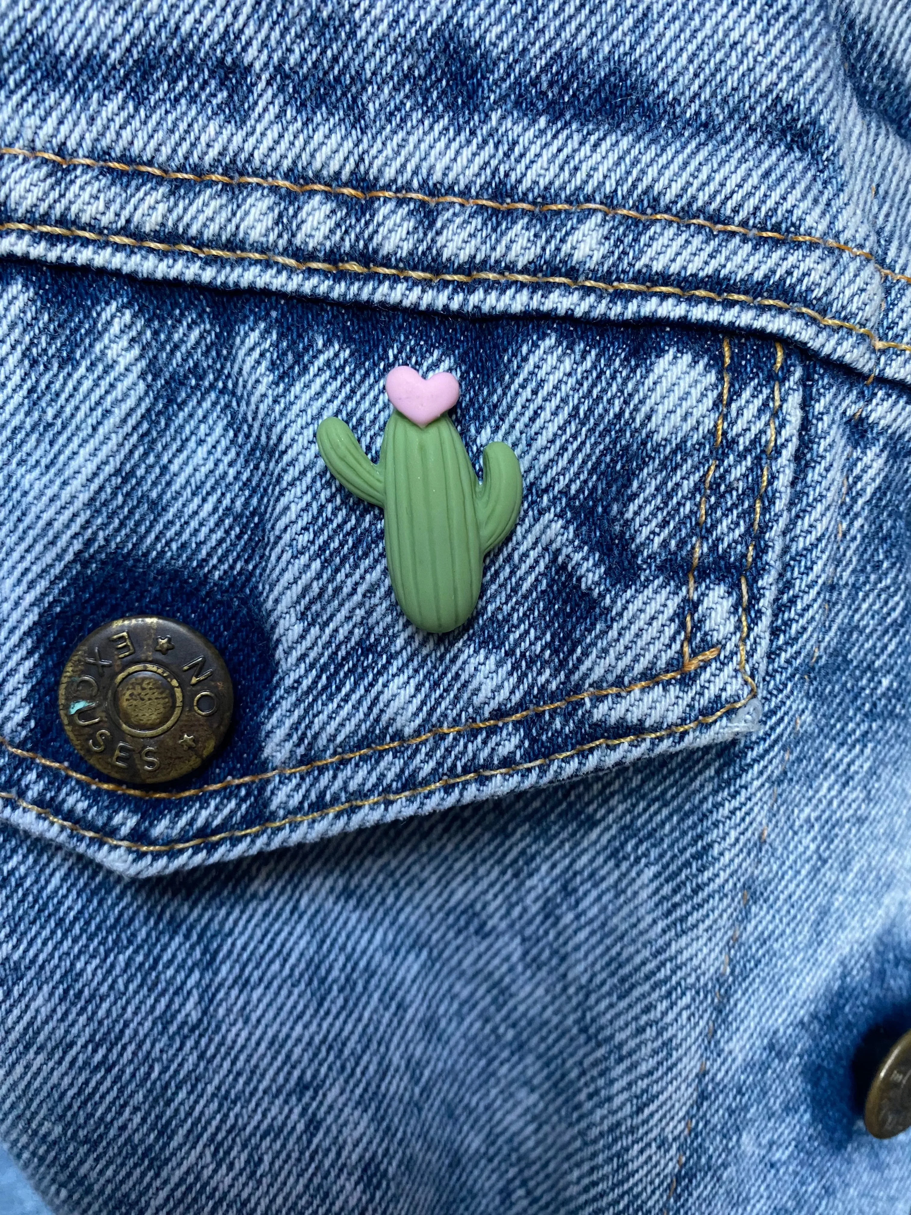 Green Cactus Plant Pin Gift