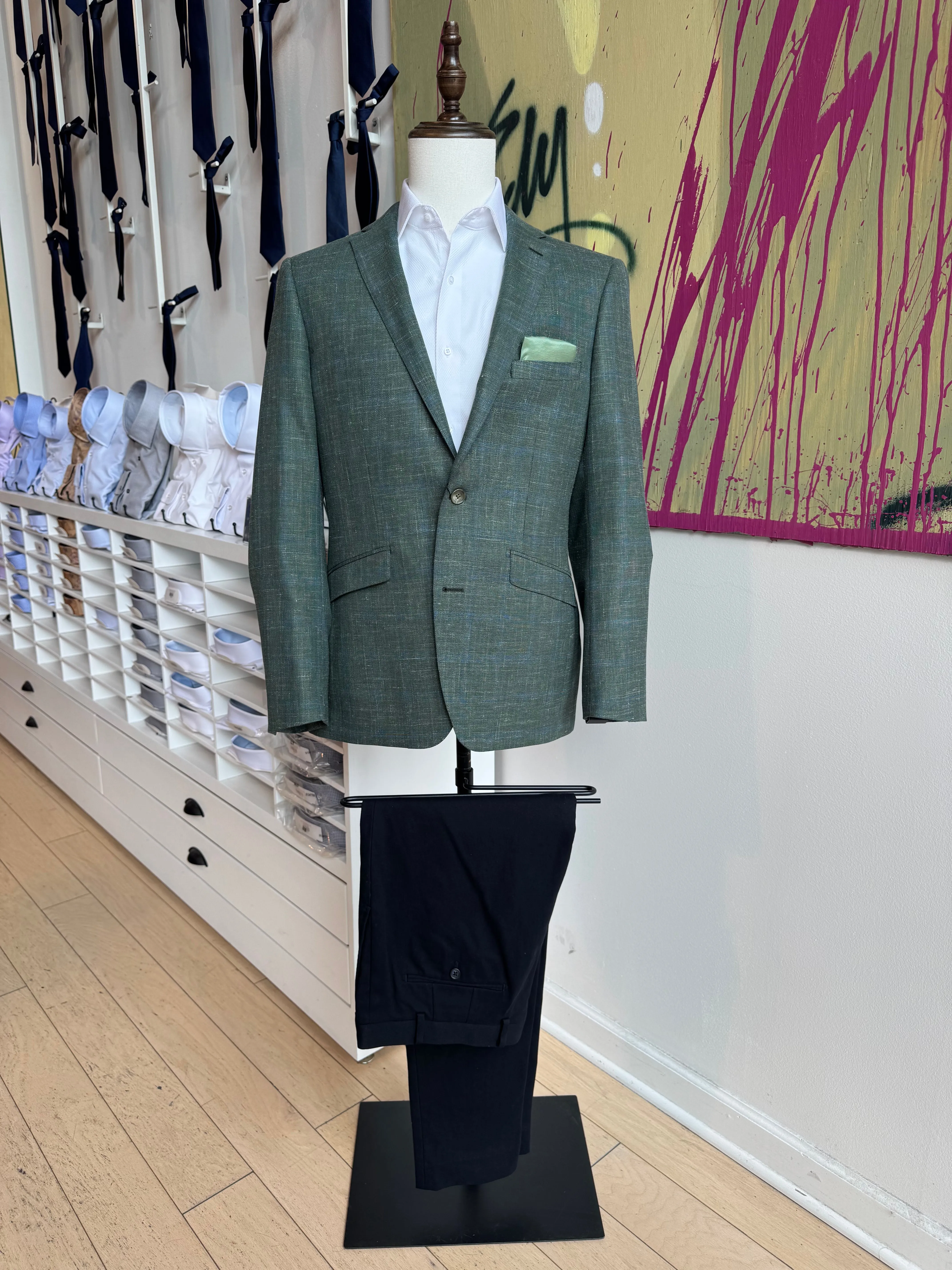 Green Plaid Hopsack Blazer