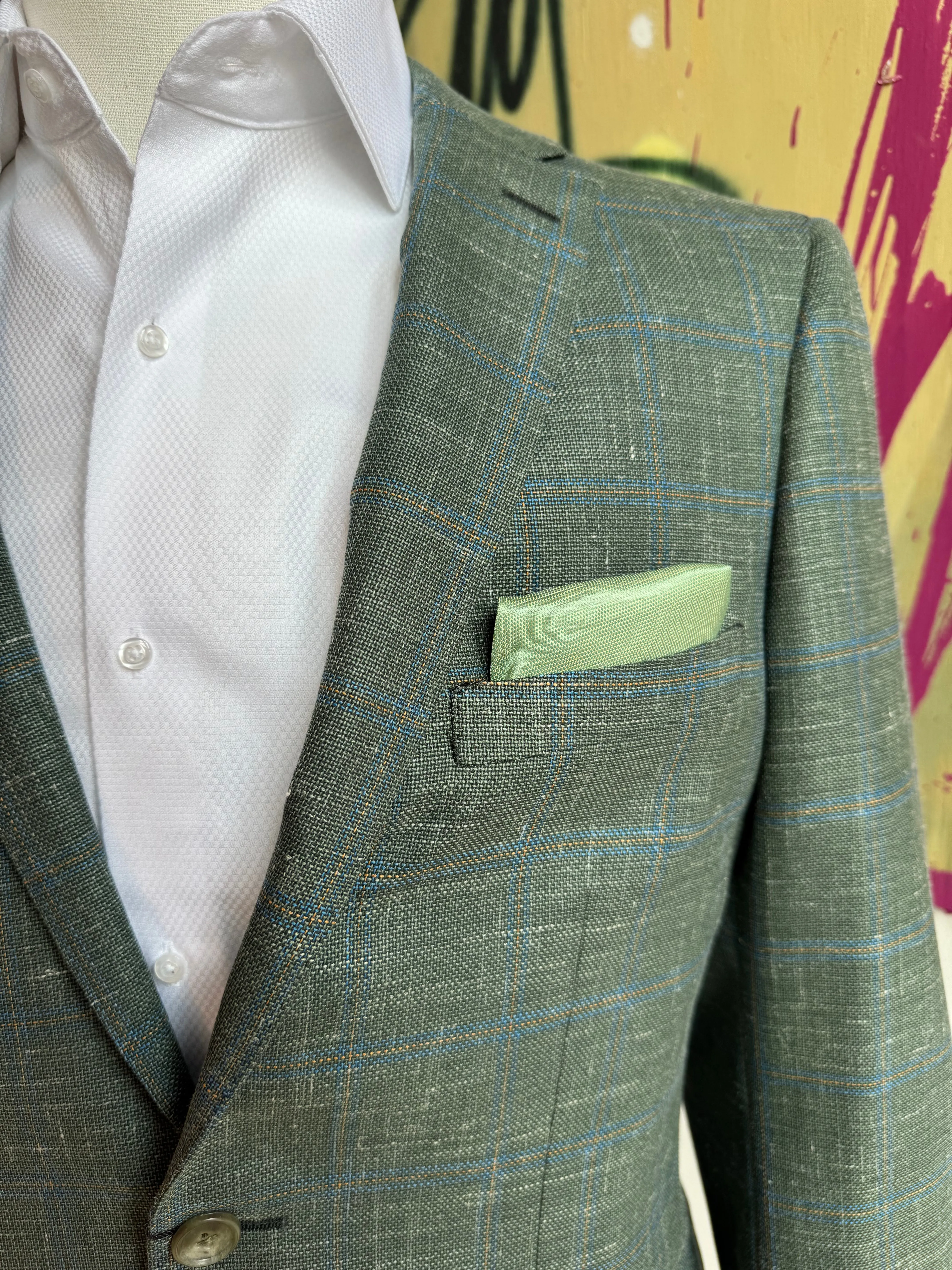 Green Plaid Hopsack Blazer