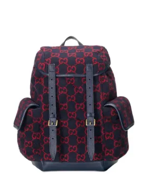 Gucci GG Monogram Print Wool Backpack in Navy