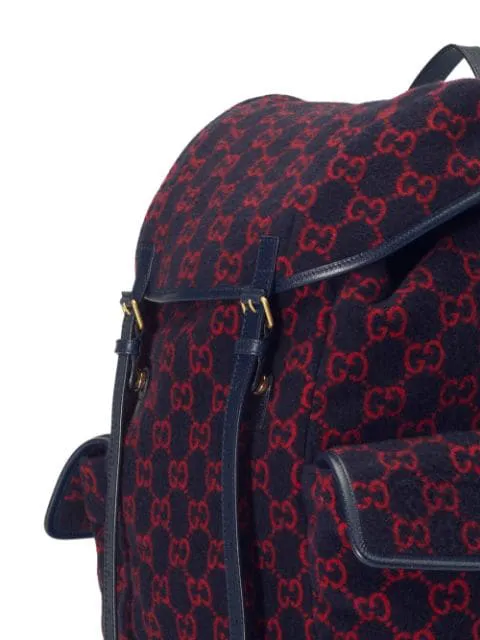 Gucci GG Monogram Print Wool Backpack in Navy