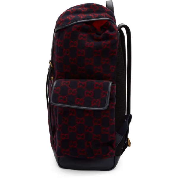 Gucci GG Monogram Print Wool Backpack in Navy