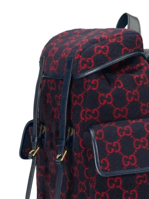 Gucci GG Monogram Print Wool Backpack in Navy