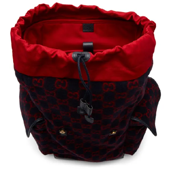Gucci GG Monogram Print Wool Backpack in Navy