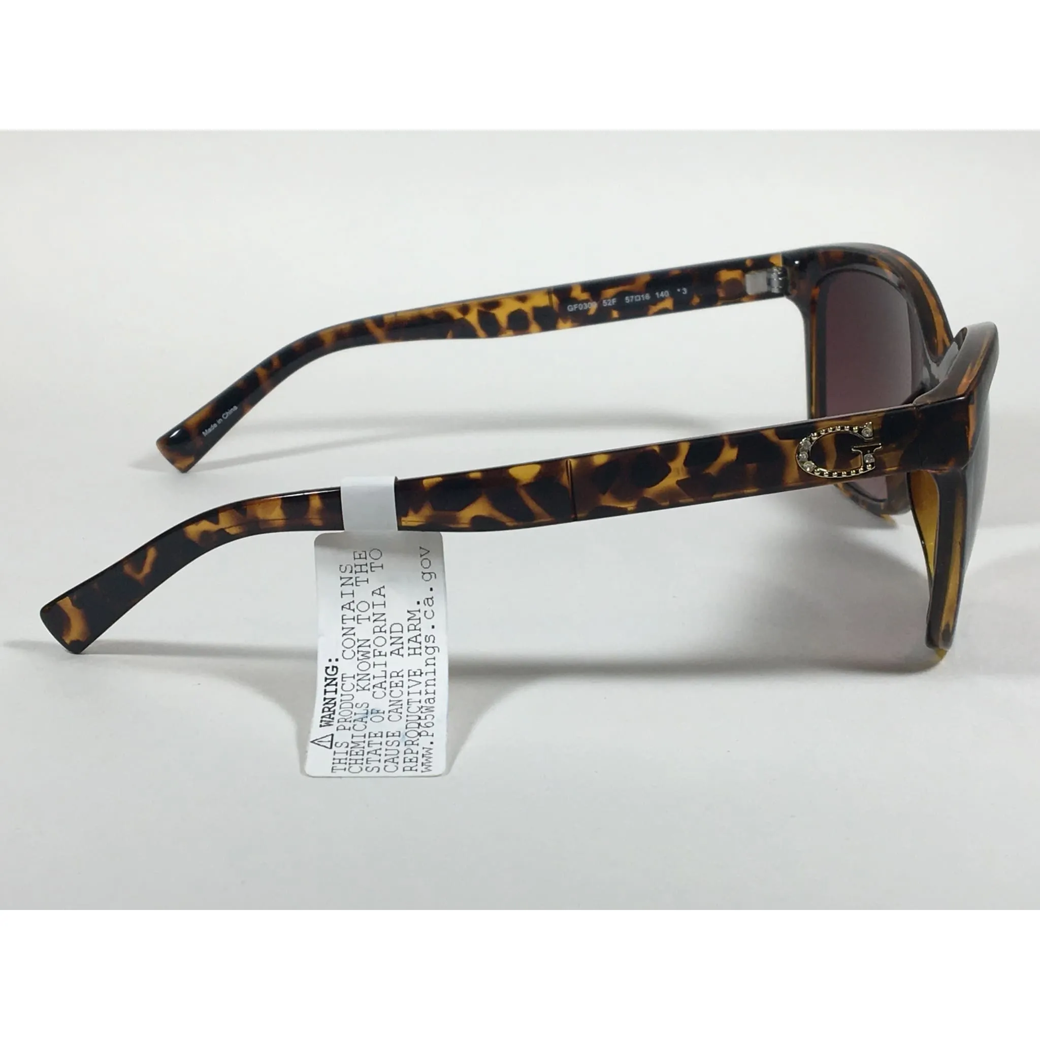 Guess Designer Sunglasses Dark Havana Brown Gradient Lens GF0300 52F