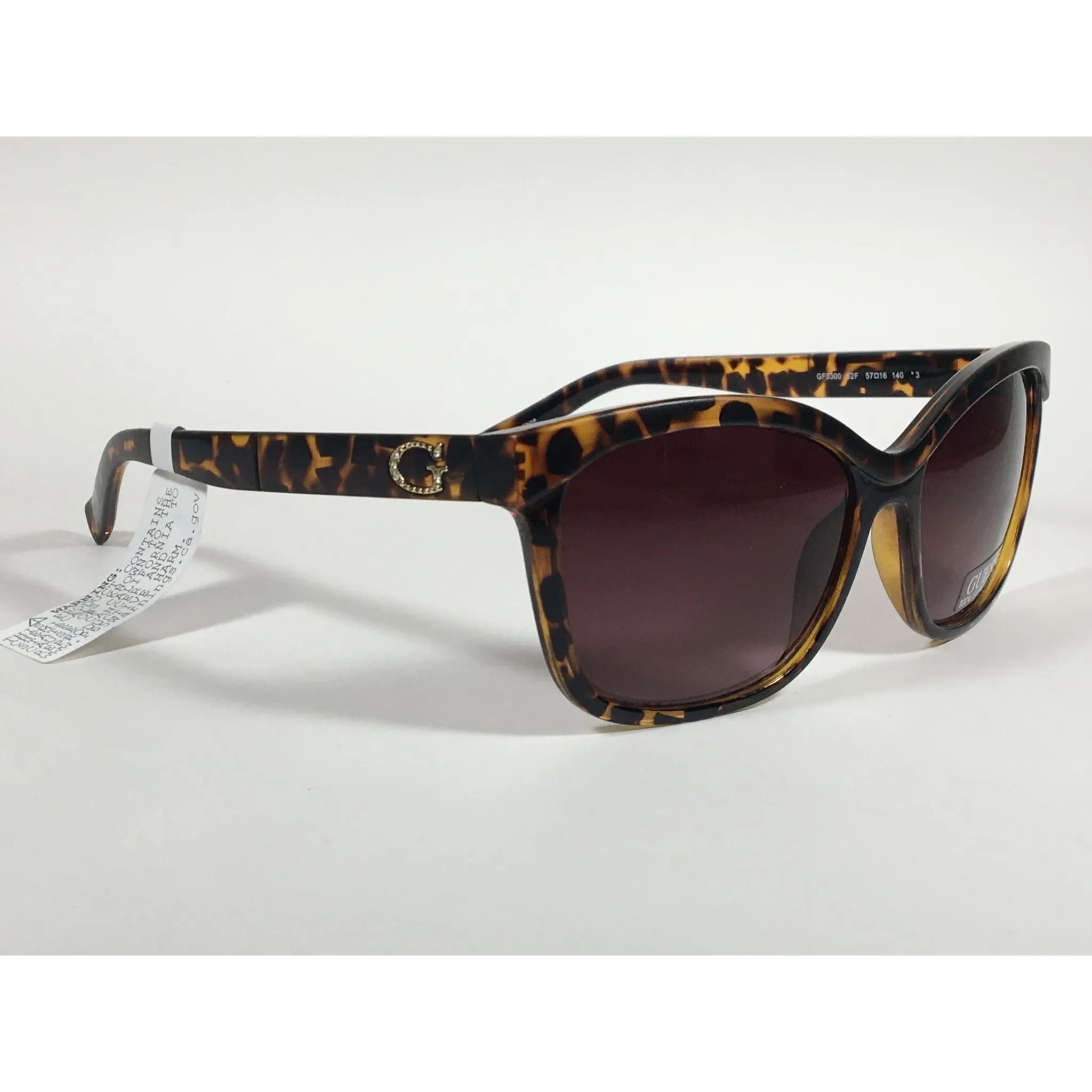 Guess Designer Sunglasses Dark Havana Brown Gradient Lens GF0300 52F