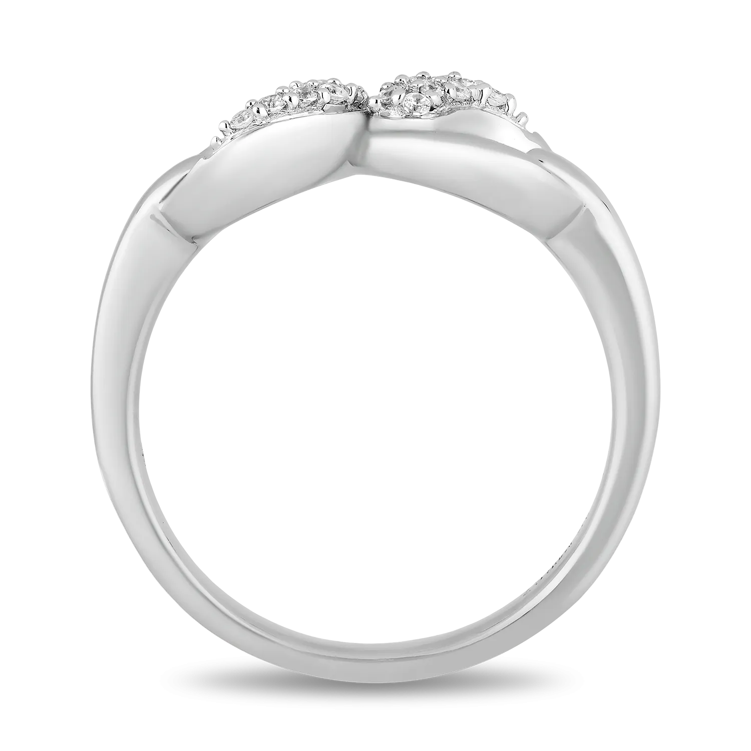 Hallmark Fine Jewelry Contemporary Infinity Ring in Sterling Silver with 1/10 Cttw of Diamonds