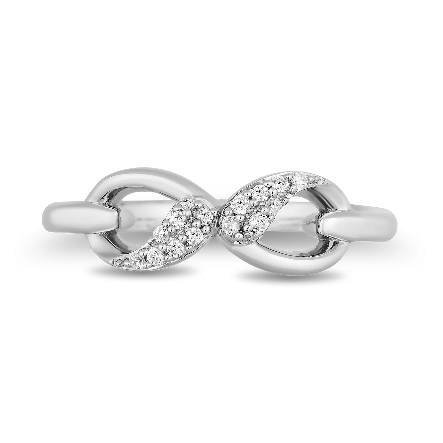 Hallmark Fine Jewelry Contemporary Infinity Ring in Sterling Silver with 1/10 Cttw of Diamonds