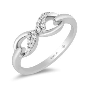 Hallmark Fine Jewelry Contemporary Infinity Ring in Sterling Silver with 1/10 Cttw of Diamonds