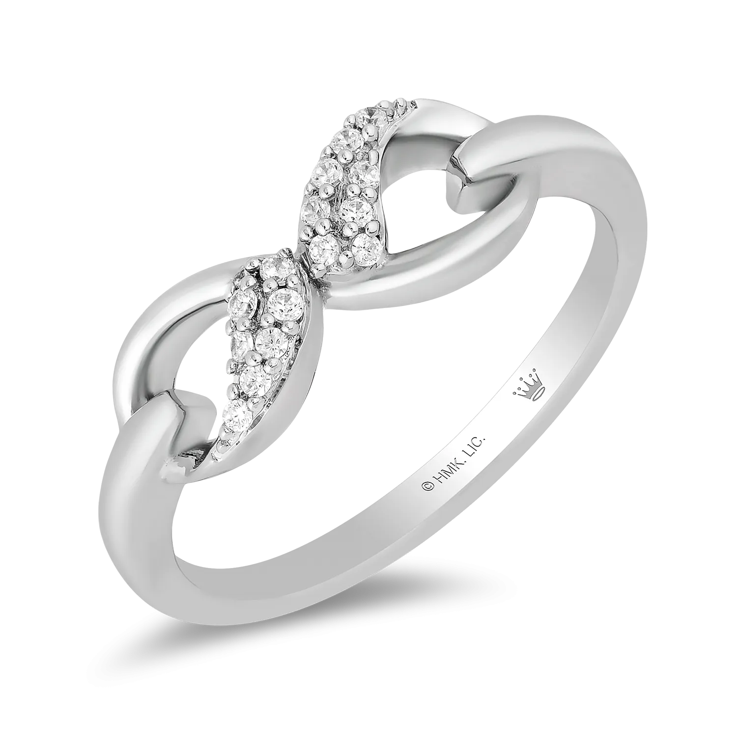 Hallmark Fine Jewelry Contemporary Infinity Ring in Sterling Silver with 1/10 Cttw of Diamonds