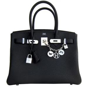 Hermes Black Togo 30cm Palladum Birkin Bag Classic T stamp