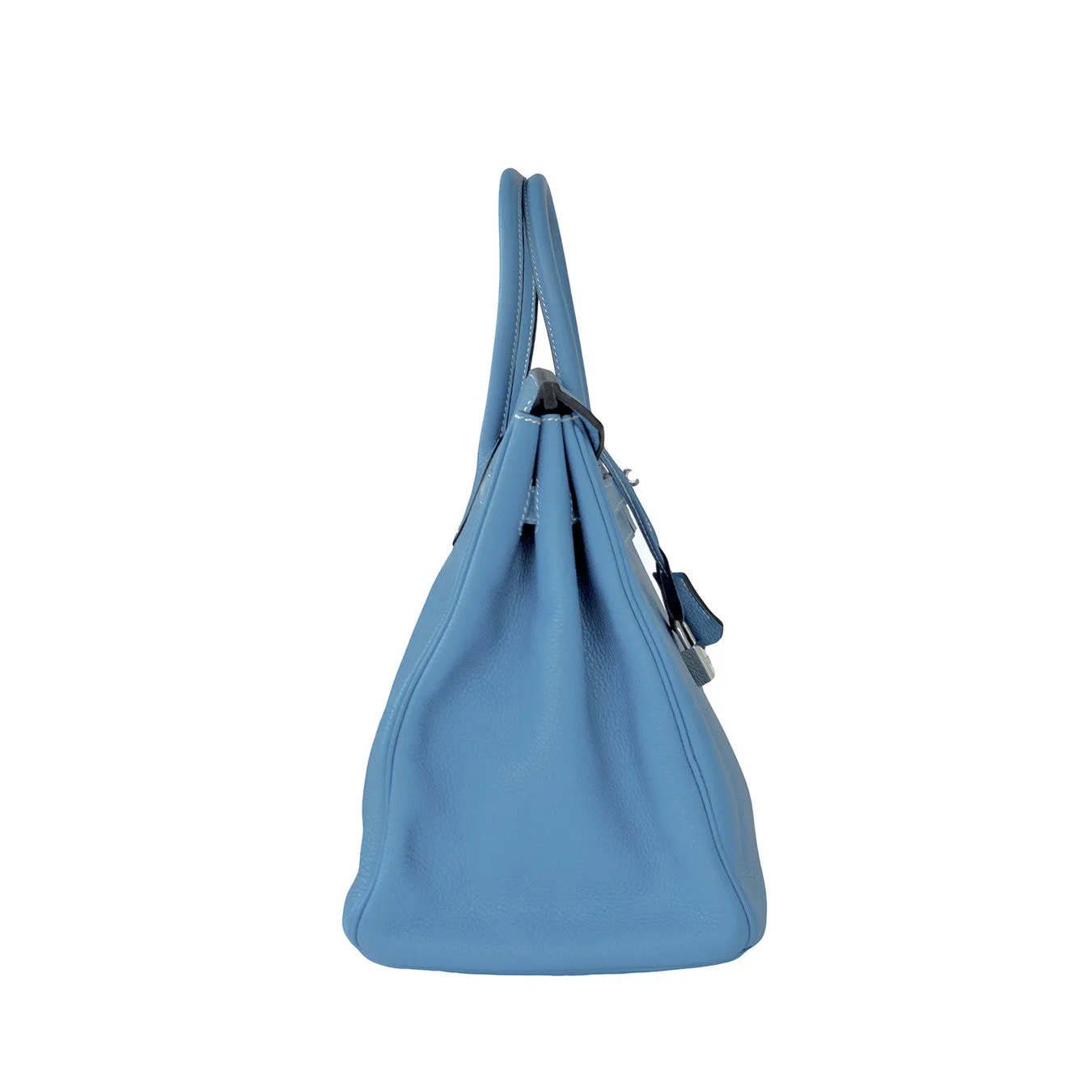 Hermes Blue Jean 35cm Birkin Leather Palladium Tote Satchel Chic and Sporty