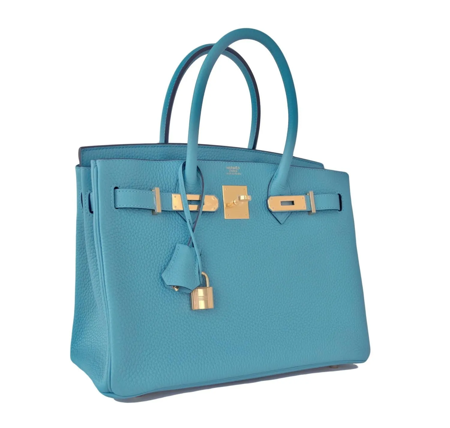 Hermes Blue Saint Cyr 30cm Birkin Gold GHW Satchel Bag Robin Egg Blue