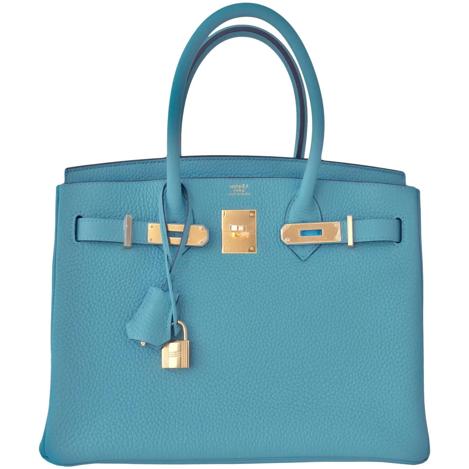 Hermes Blue Saint Cyr 30cm Birkin Gold GHW Satchel Bag Robin Egg Blue