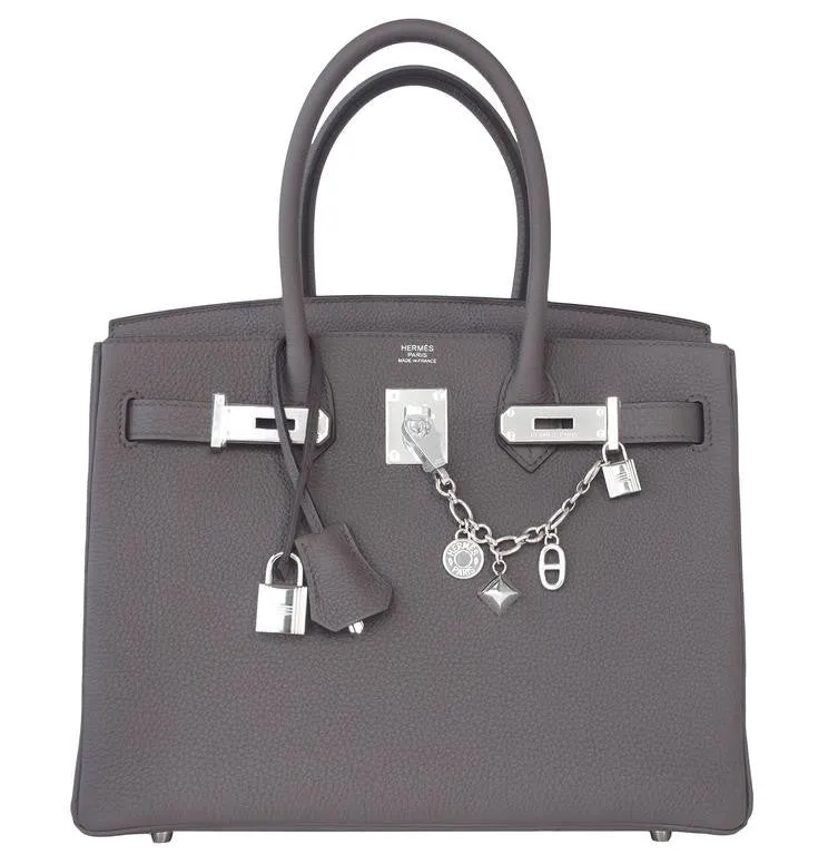 Hermes Etain Togo 30cm Birkin Palladium Hardware PHW X Stamp
