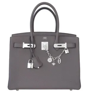 Hermes Etain Togo 30cm Birkin Palladium Hardware PHW X Stamp