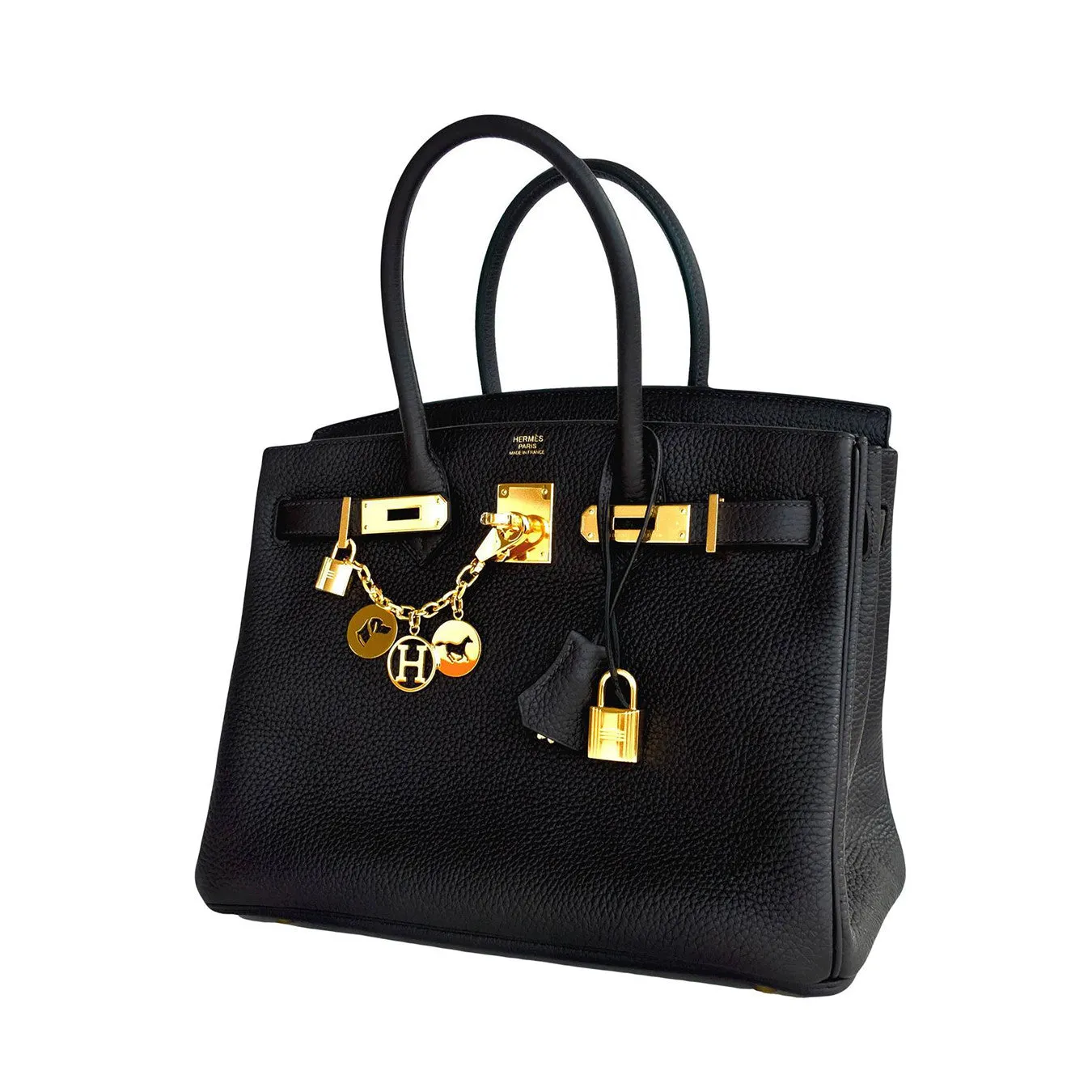 Hermes Prunoir 30cm Birkin Exotic Off Black Gold Tote Satchel Bag Stunning