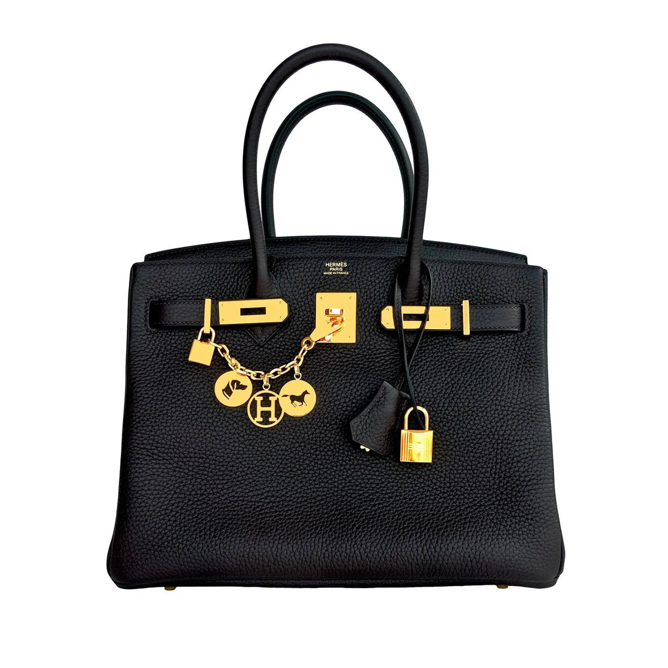 Hermes Prunoir 30cm Birkin Exotic Off Black Gold Tote Satchel Bag Stunning