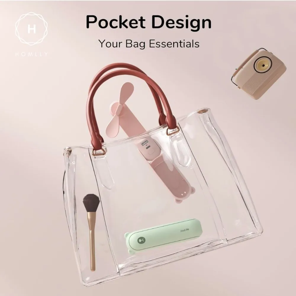 Homlly 5 in 1 Portable Handheld Pocket Fan with Power Bank, Flash Light, Mirror & Mobile Phone Holder