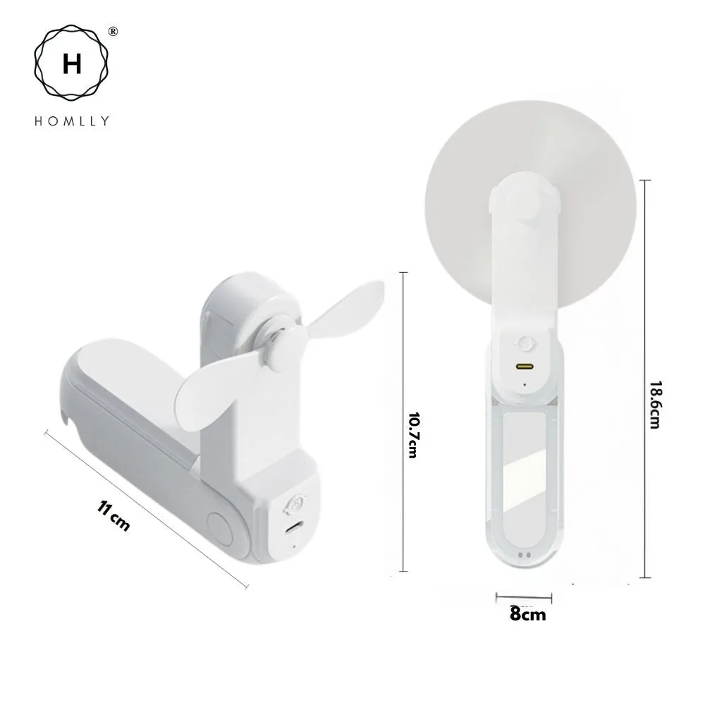 Homlly 5 in 1 Portable Handheld Pocket Fan with Power Bank, Flash Light, Mirror & Mobile Phone Holder