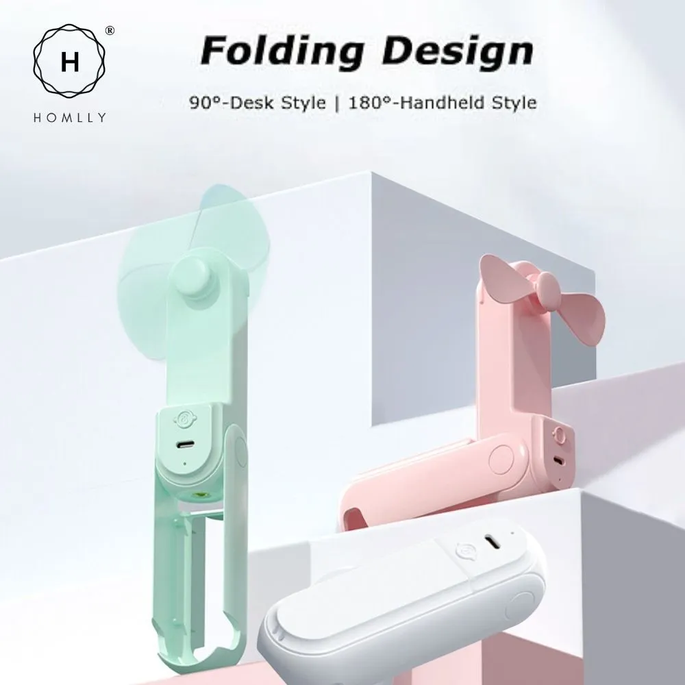 Homlly 5 in 1 Portable Handheld Pocket Fan with Power Bank, Flash Light, Mirror & Mobile Phone Holder