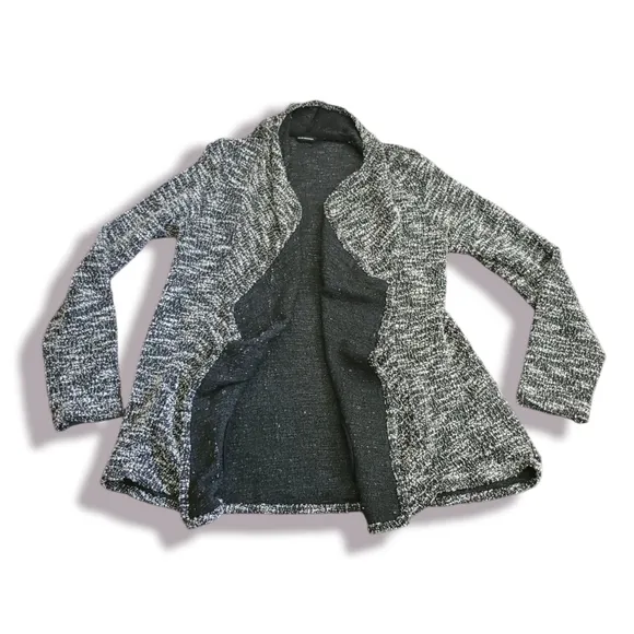 ✨️HP✨️Club Monaco | Black/Gray Marled Open Drape Front Cardigan (SIZE S)