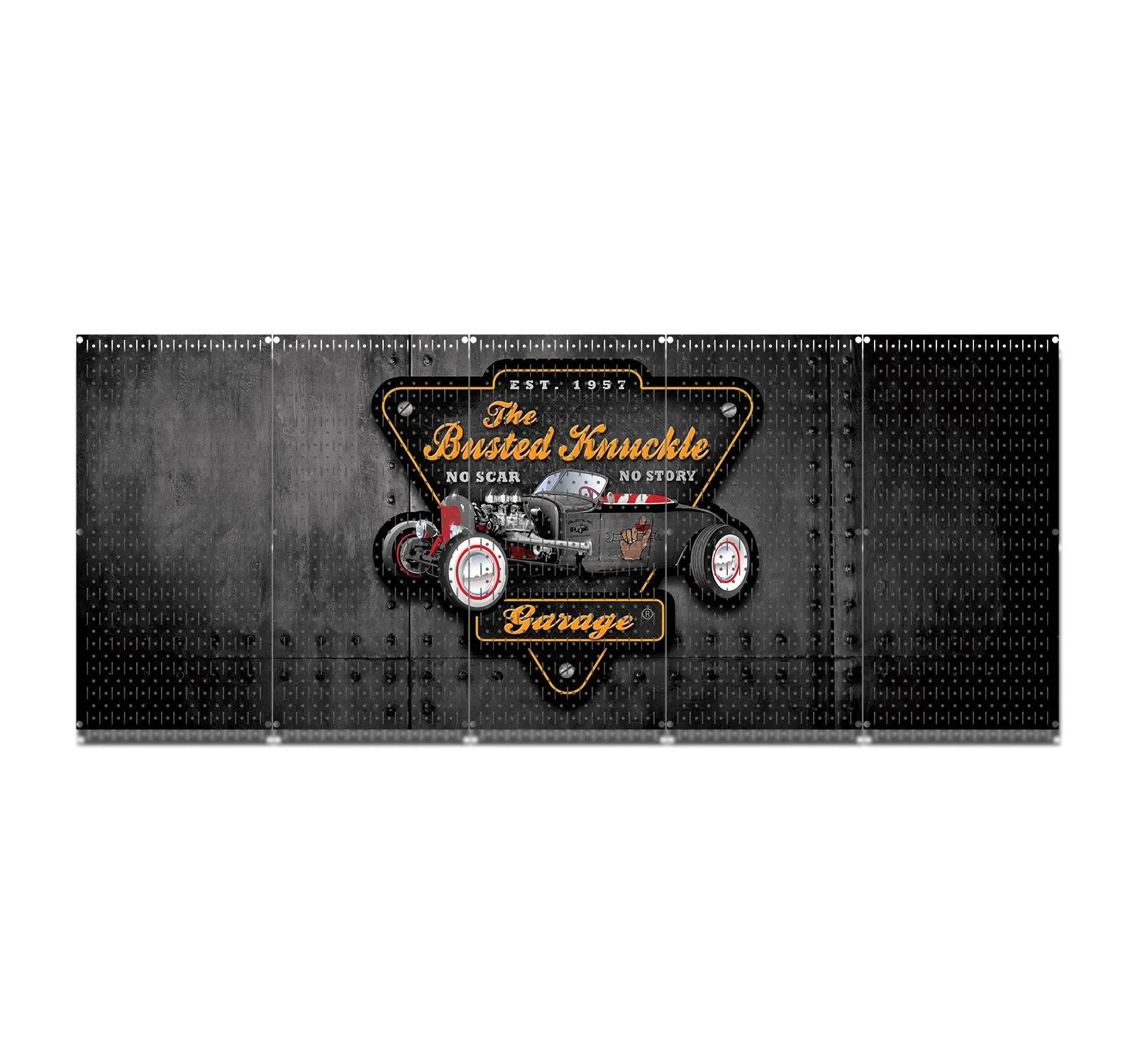 HWC15086- Busted Knuckle Hot Rod (5 Panels) | 80" x 32" (tall) | Printed Pegboards
