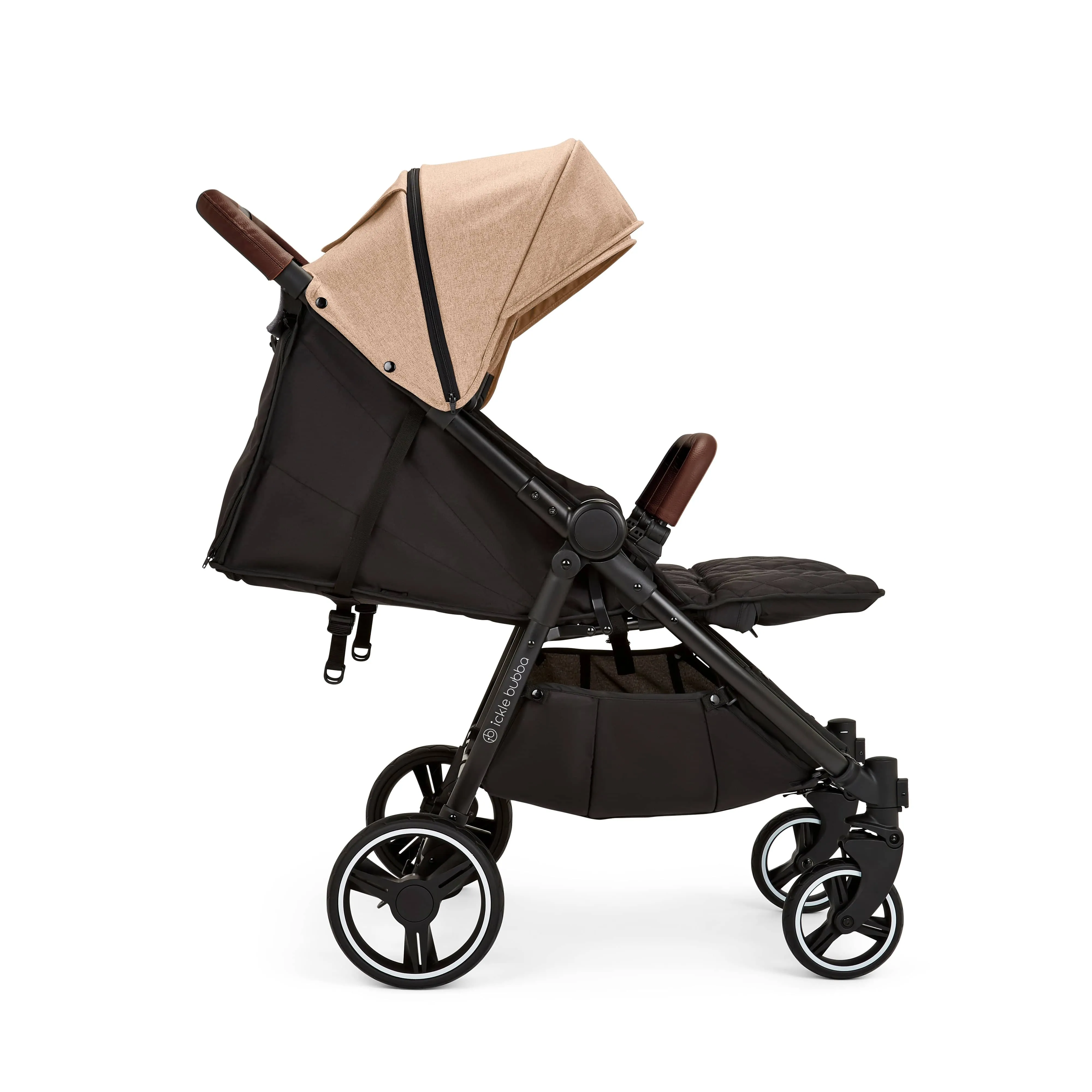 Ickle Bubba Venus Prime Double Stroller - Black / Biscuit / Tan