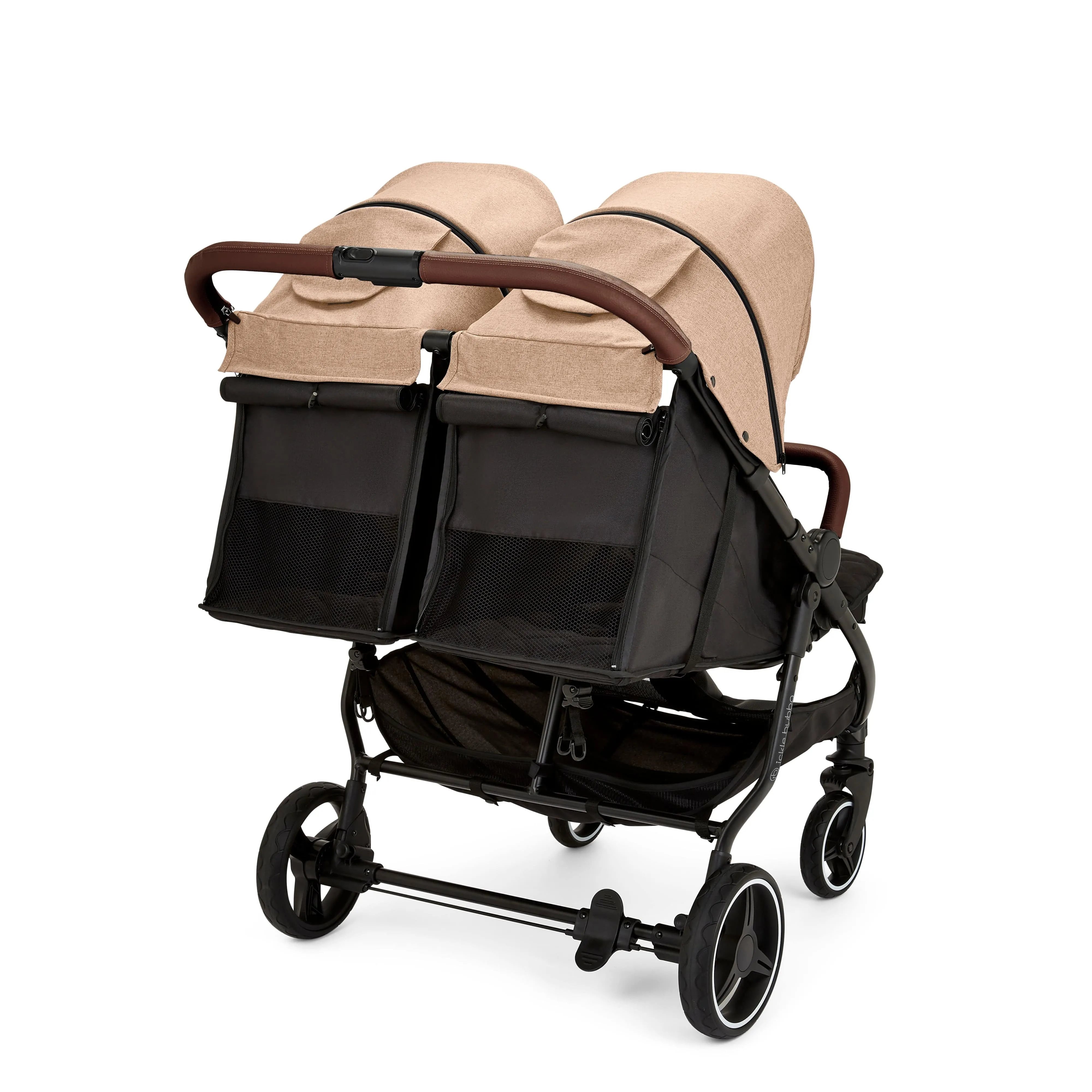 Ickle Bubba Venus Prime Double Stroller - Black / Biscuit / Tan