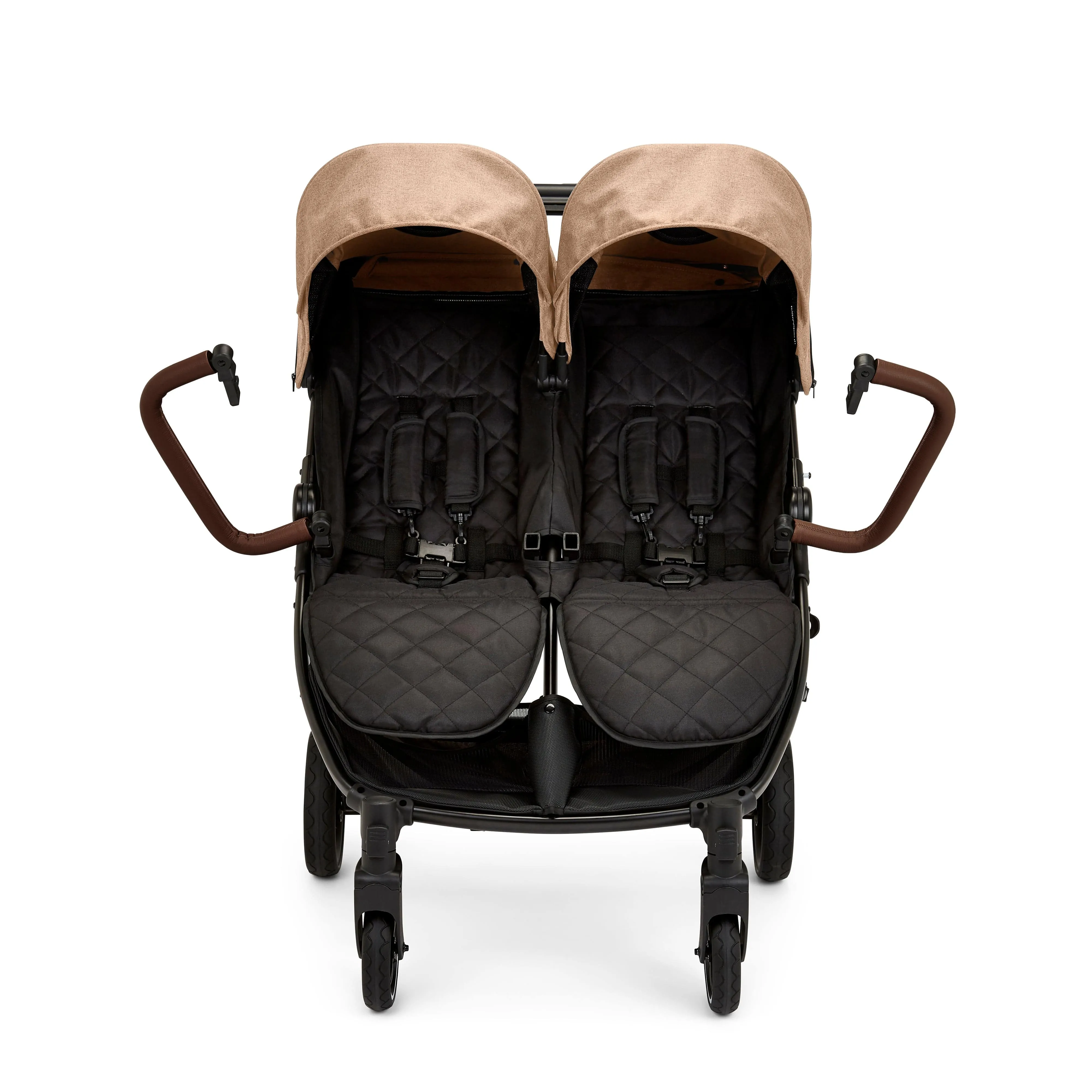 Ickle Bubba Venus Prime Double Stroller - Black / Biscuit / Tan