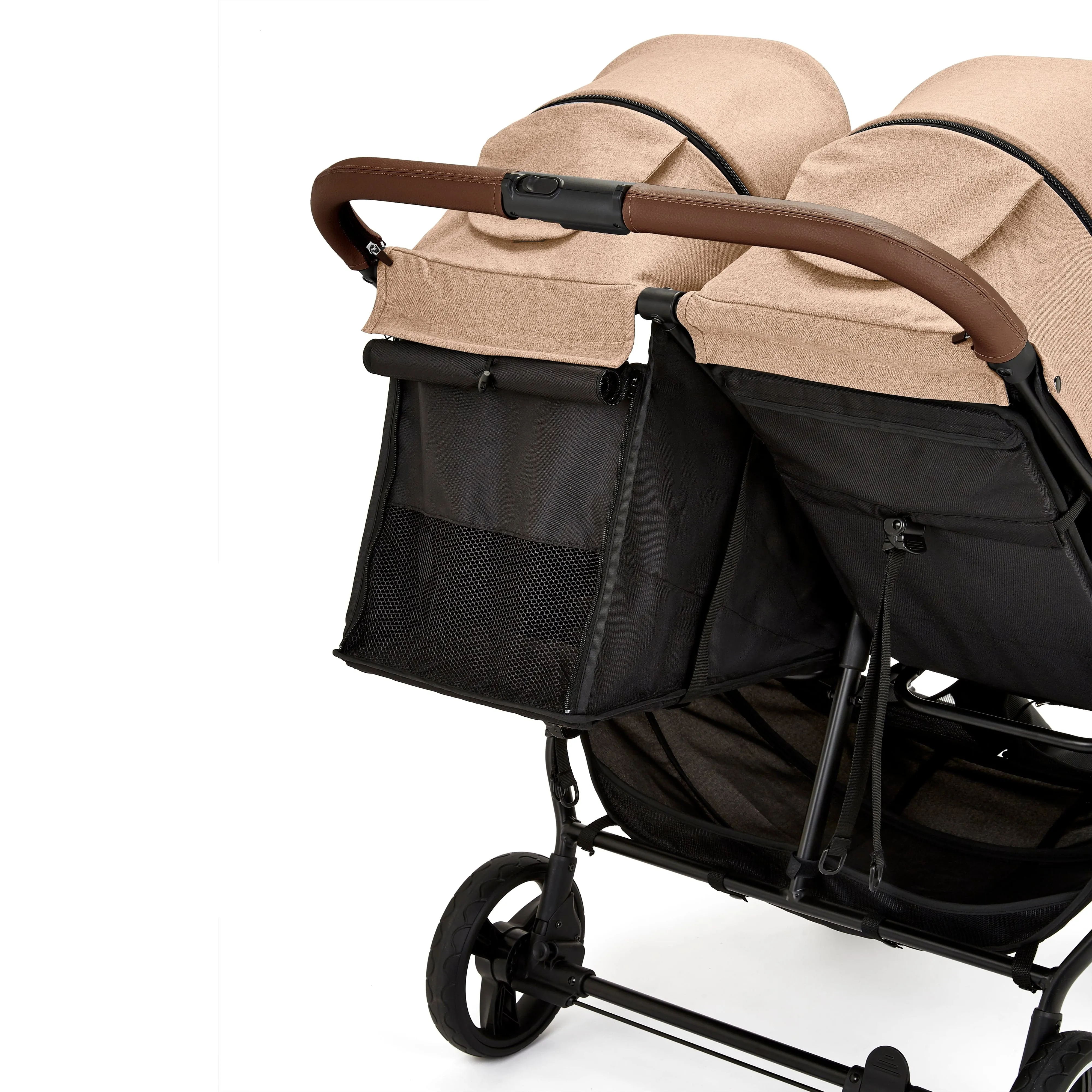 Ickle Bubba Venus Prime Double Stroller - Black / Biscuit / Tan