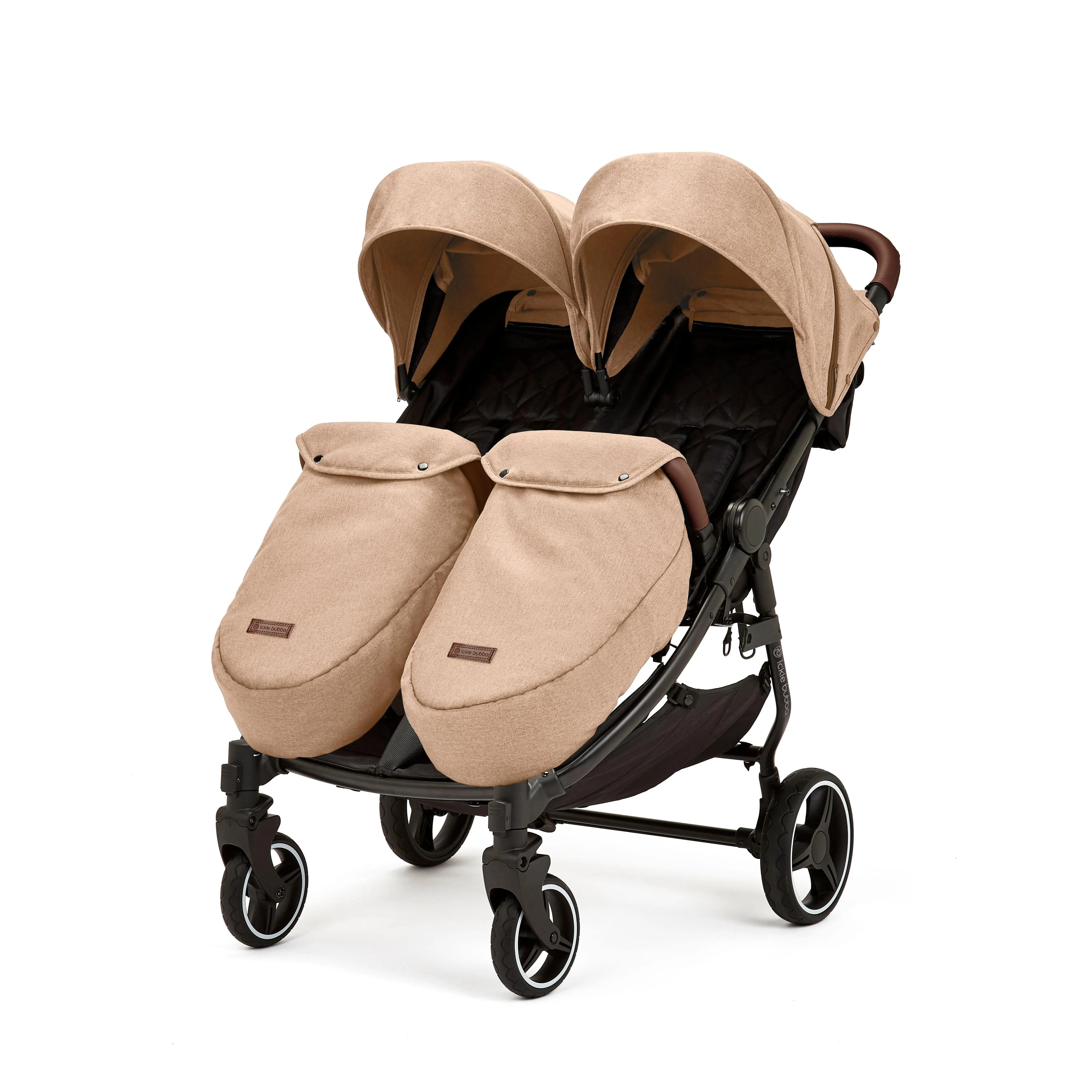 Ickle Bubba Venus Prime Double Stroller - Black / Biscuit / Tan