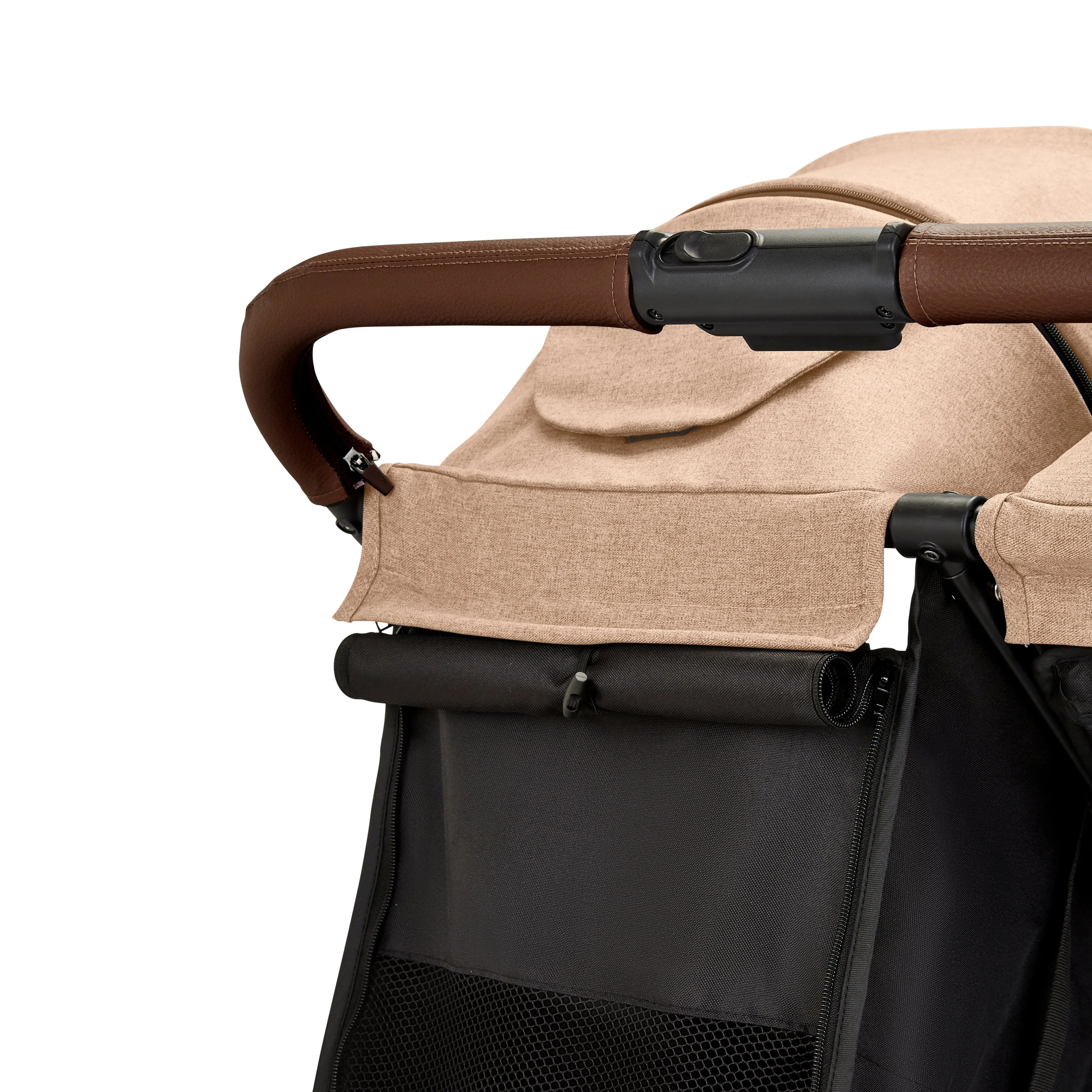 Ickle Bubba Venus Prime Double Stroller - Black / Biscuit / Tan
