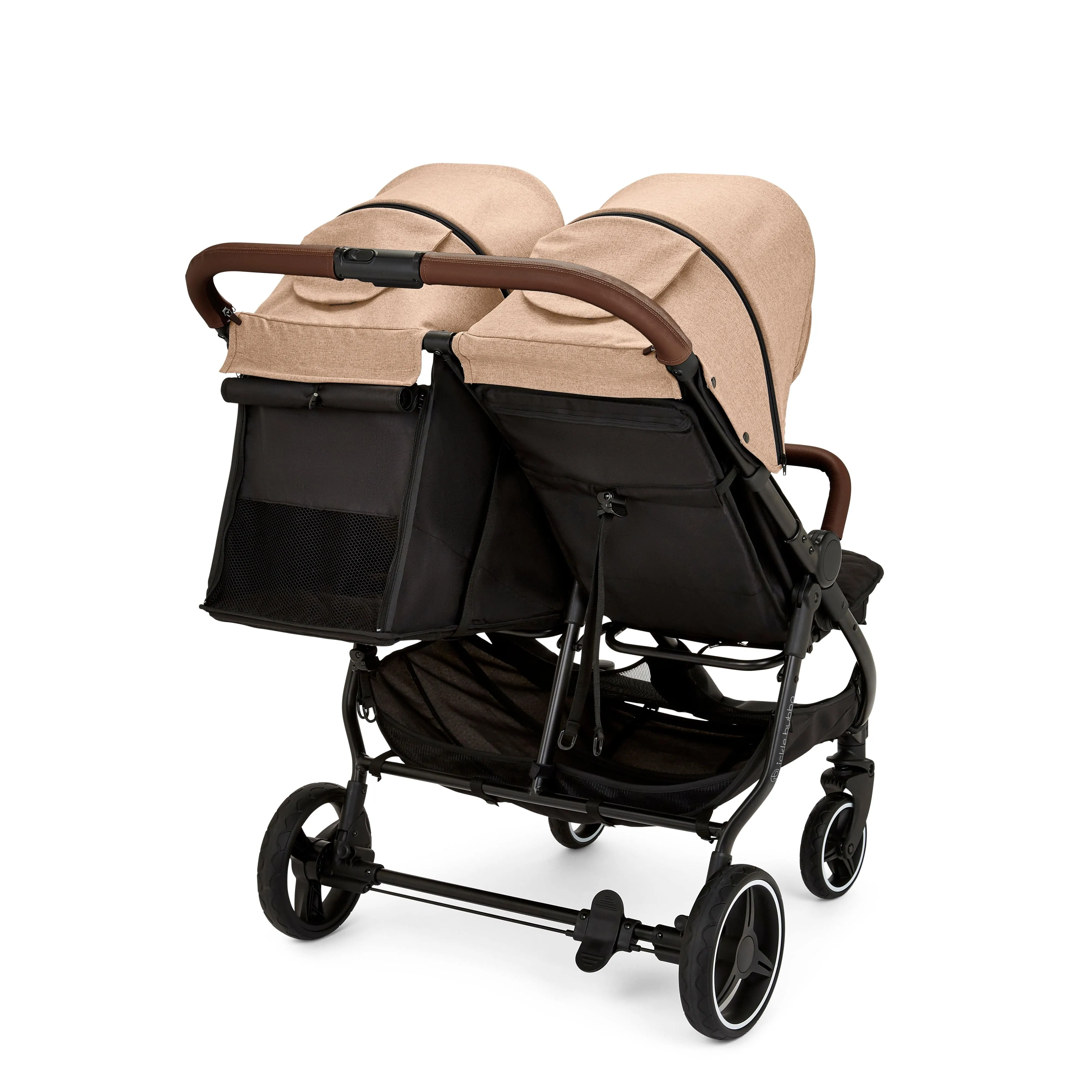 Ickle Bubba Venus Prime Double Stroller - Black / Biscuit / Tan