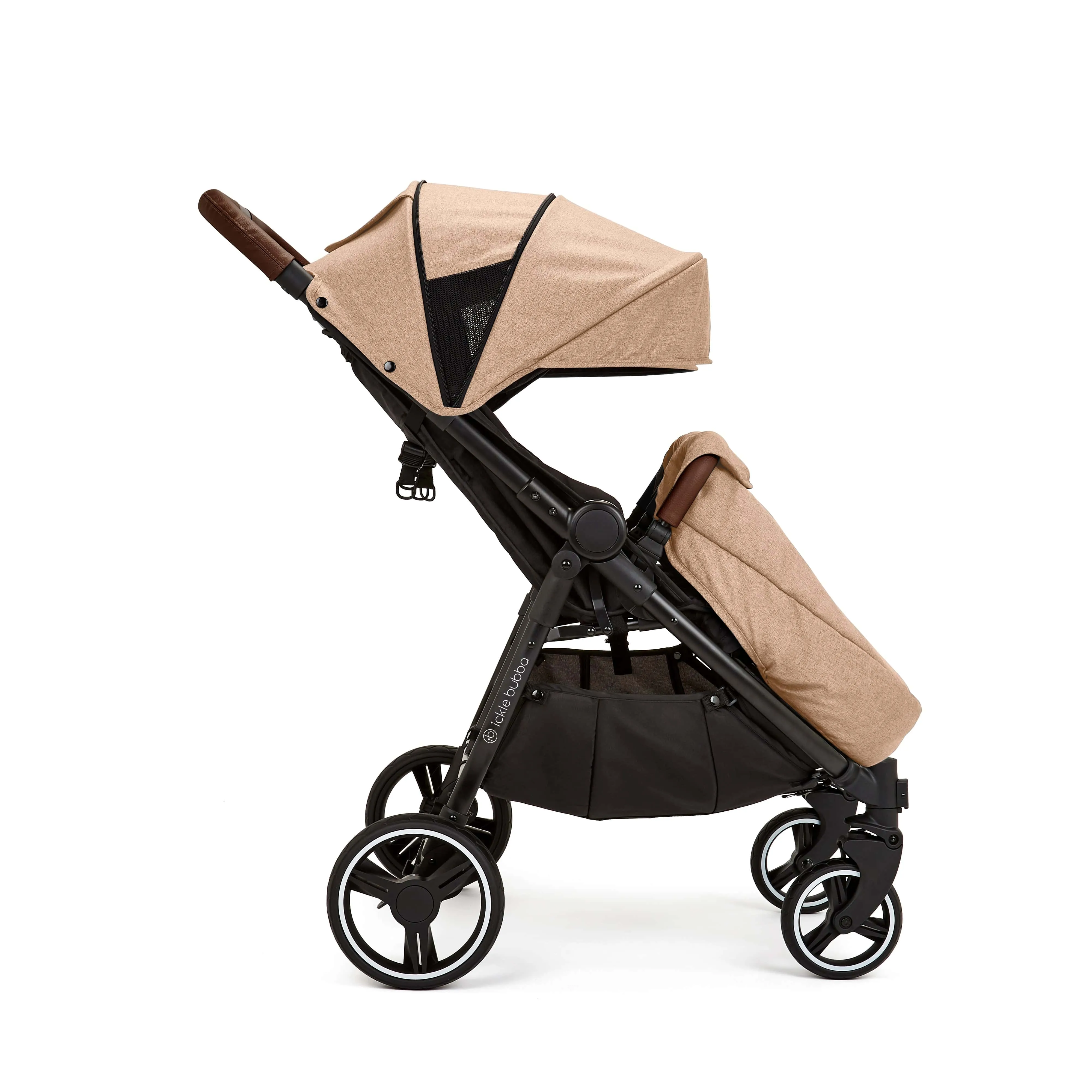 Ickle Bubba Venus Prime Double Stroller - Black / Biscuit / Tan
