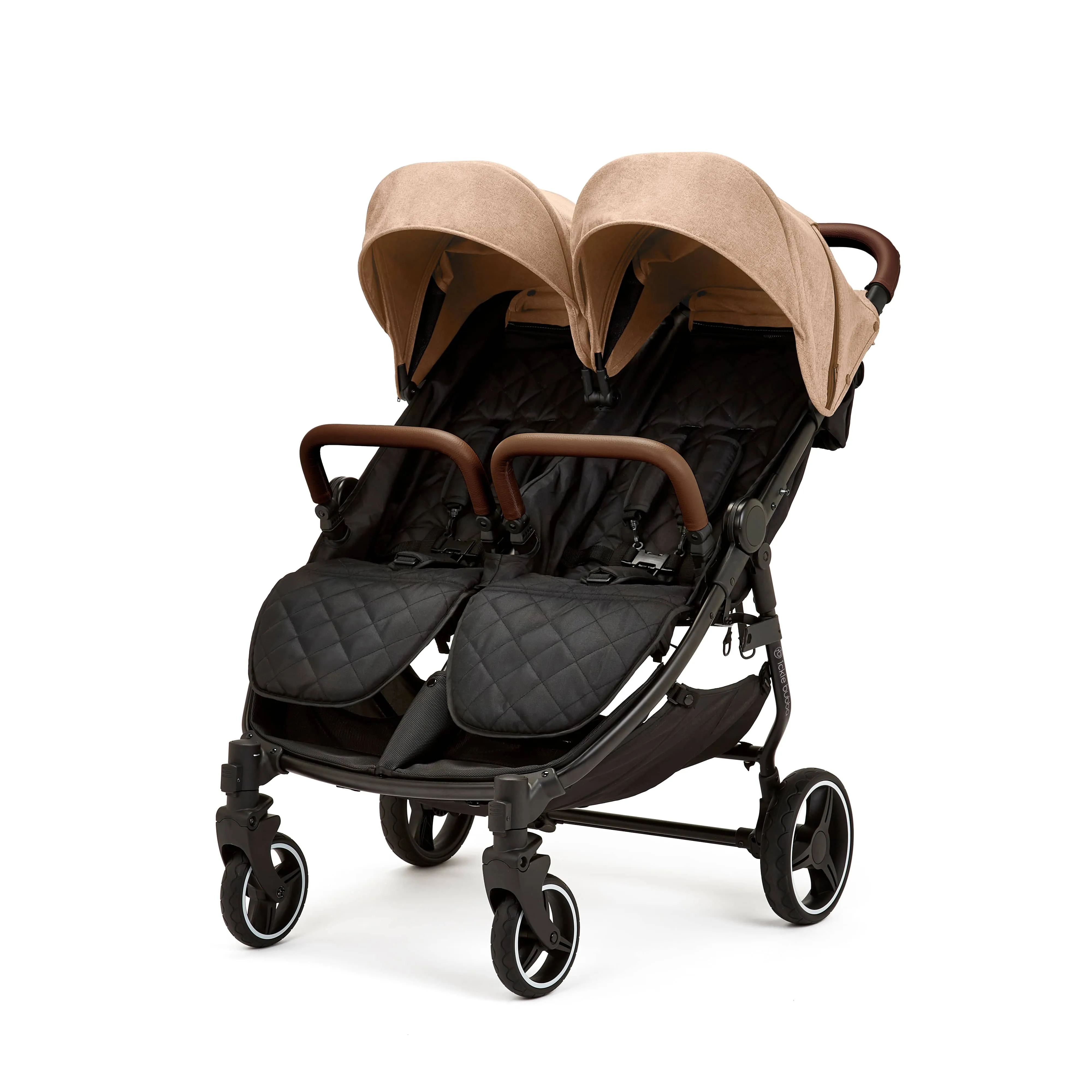 Ickle Bubba Venus Prime Double Stroller - Black / Biscuit / Tan