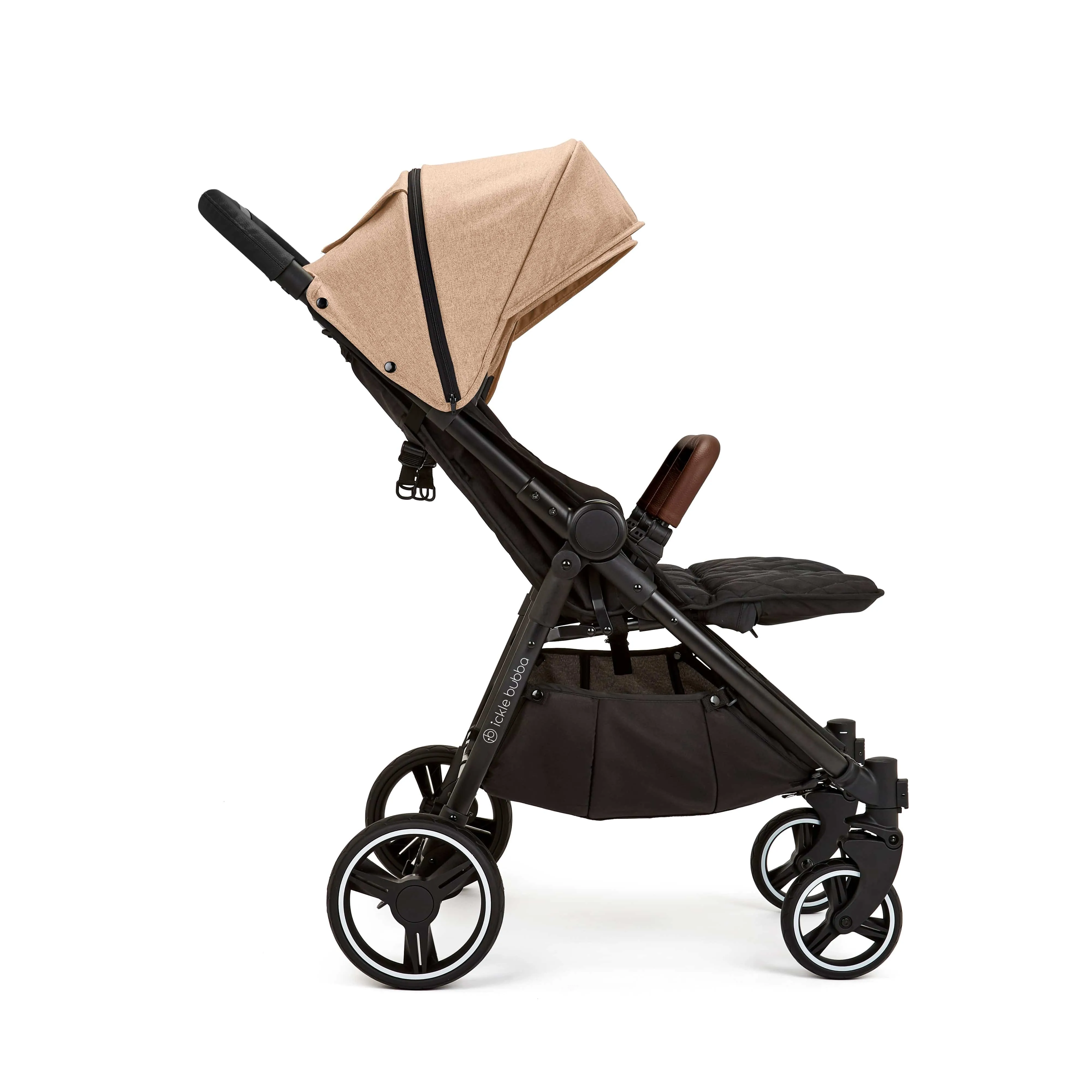Ickle Bubba Venus Prime Double Stroller - Black / Biscuit / Tan