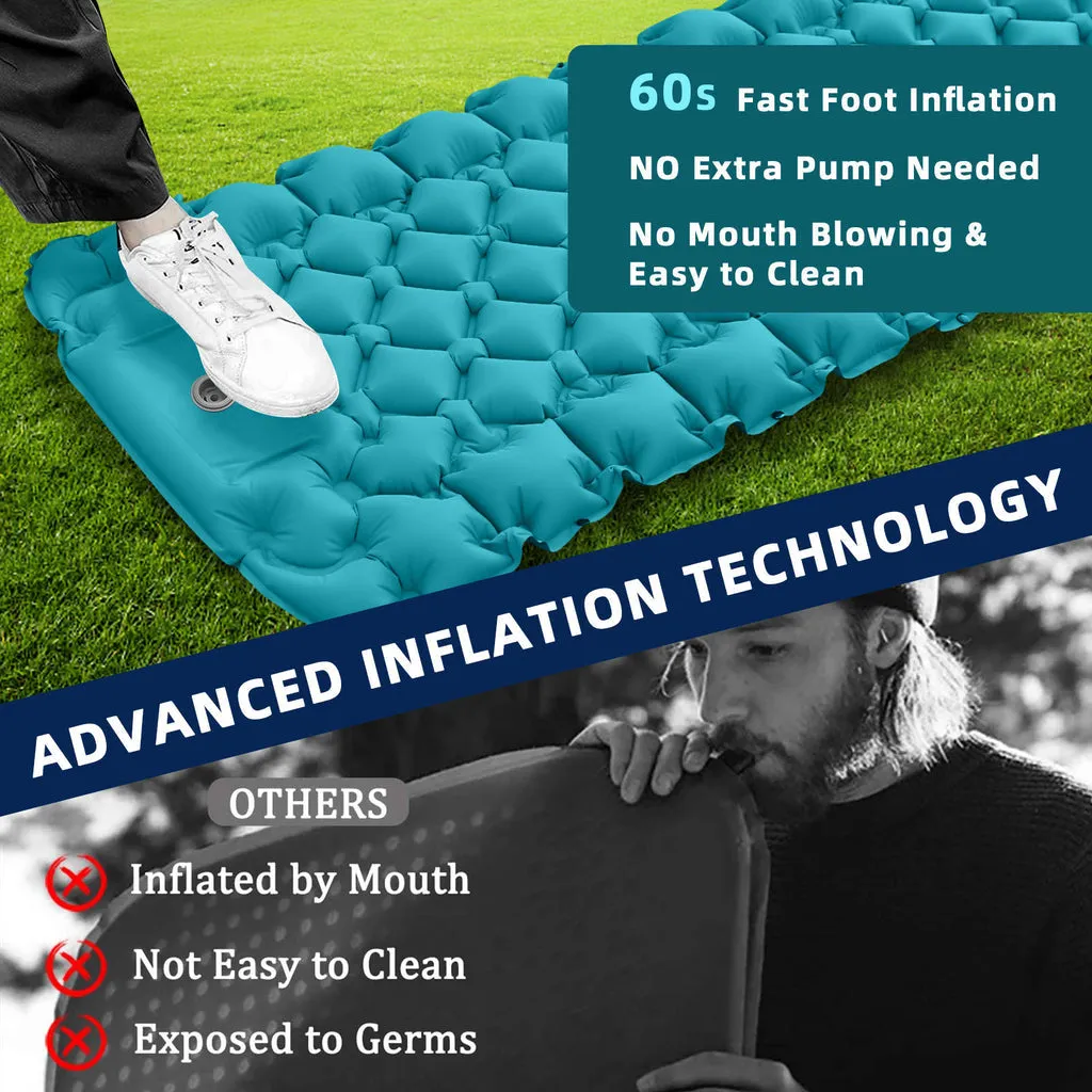 Inflatable Camping Mat with Pillow Built-in Pump