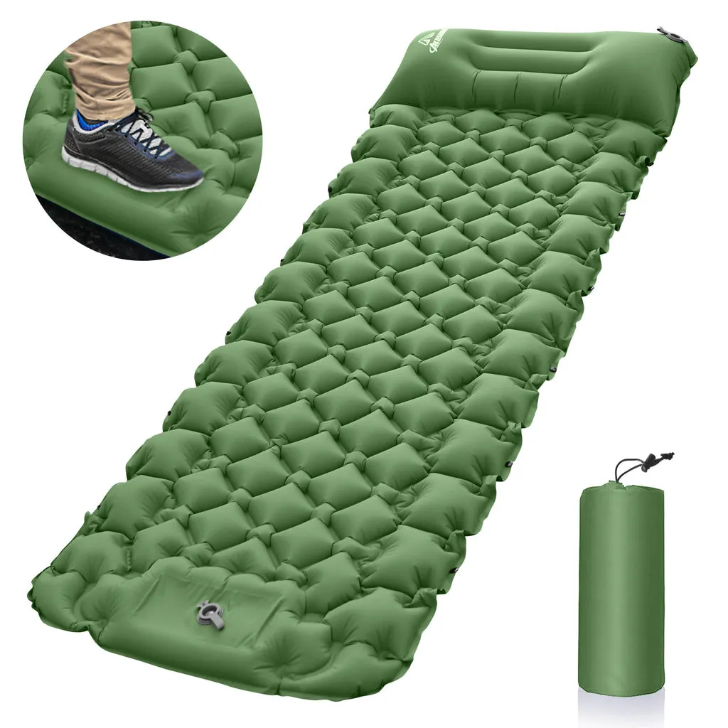 Inflatable Camping Mat with Pillow Built-in Pump