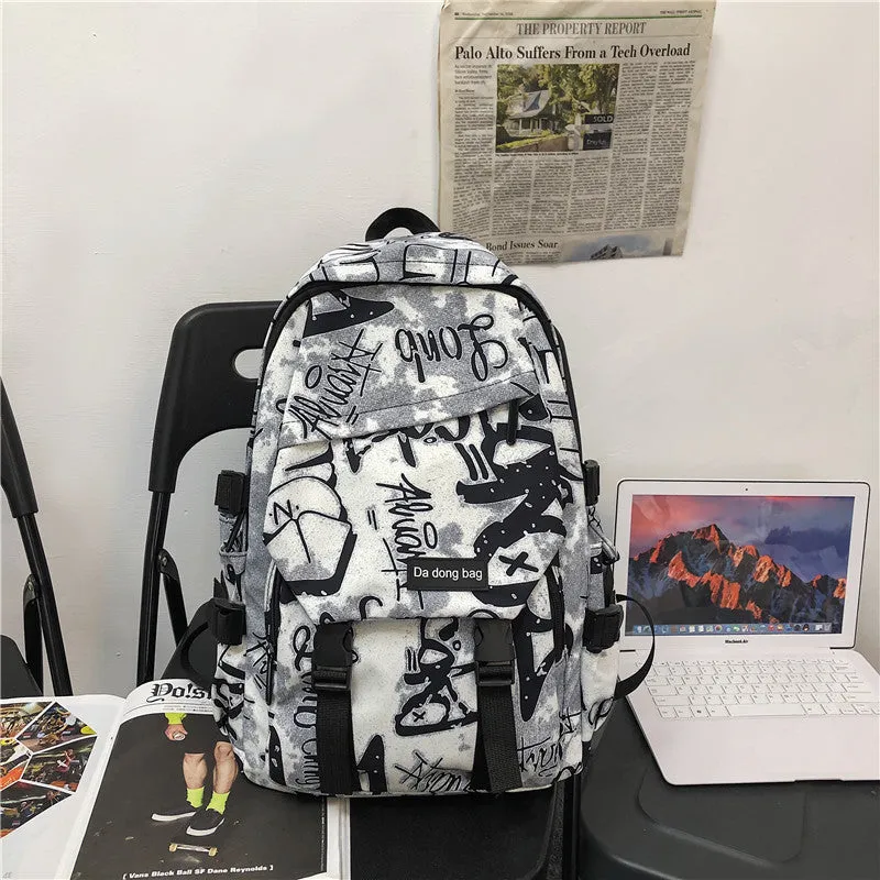 INSTOCK-Graffiti female college students large capacity backpack