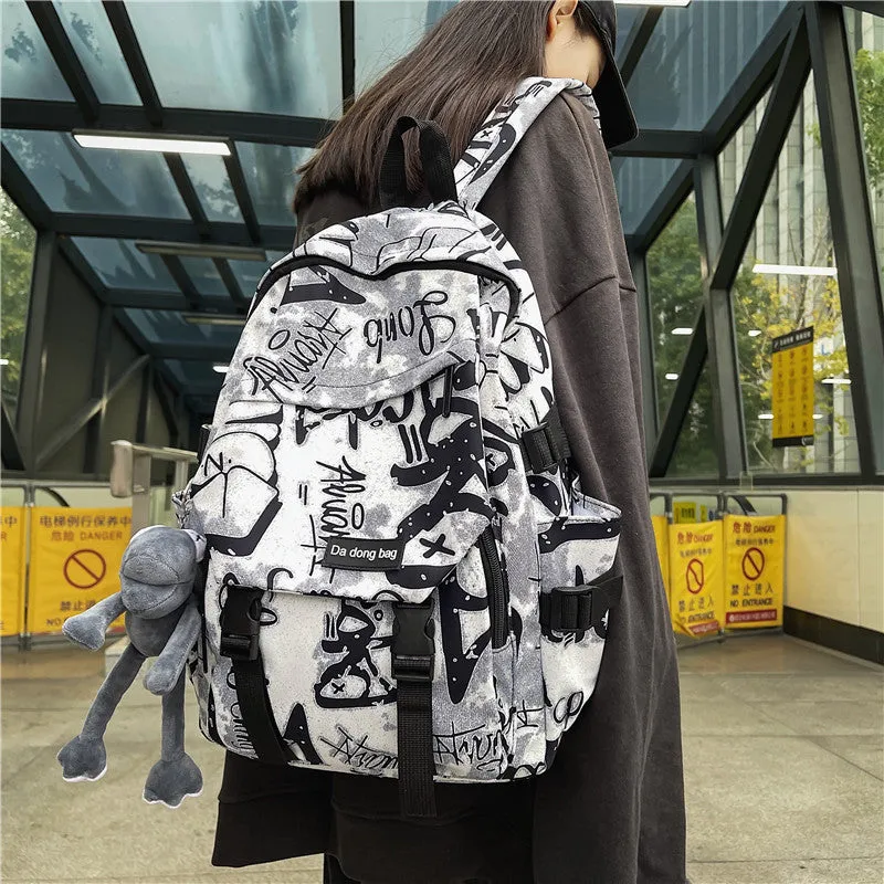 INSTOCK-Graffiti female college students large capacity backpack