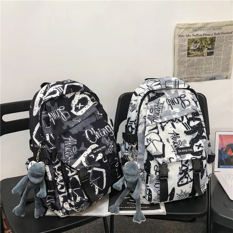 INSTOCK-Graffiti female college students large capacity backpack