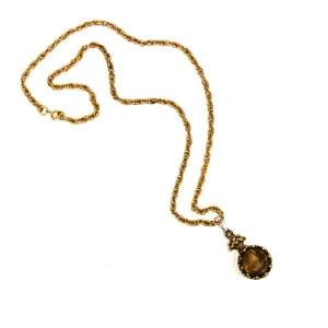 Intaglio Cameo Necklace with Topaz Crystal by Goldette