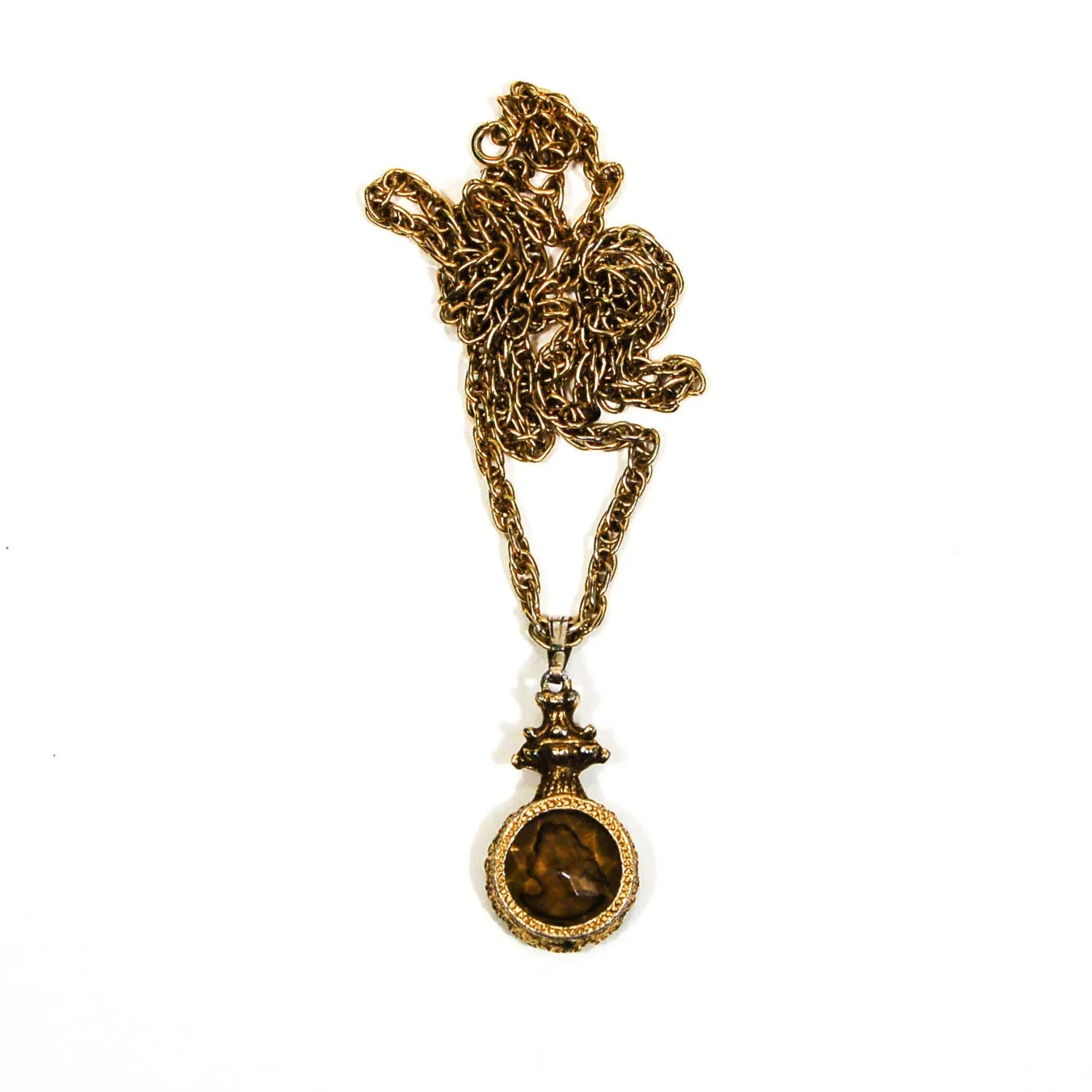 Intaglio Cameo Necklace with Topaz Crystal by Goldette