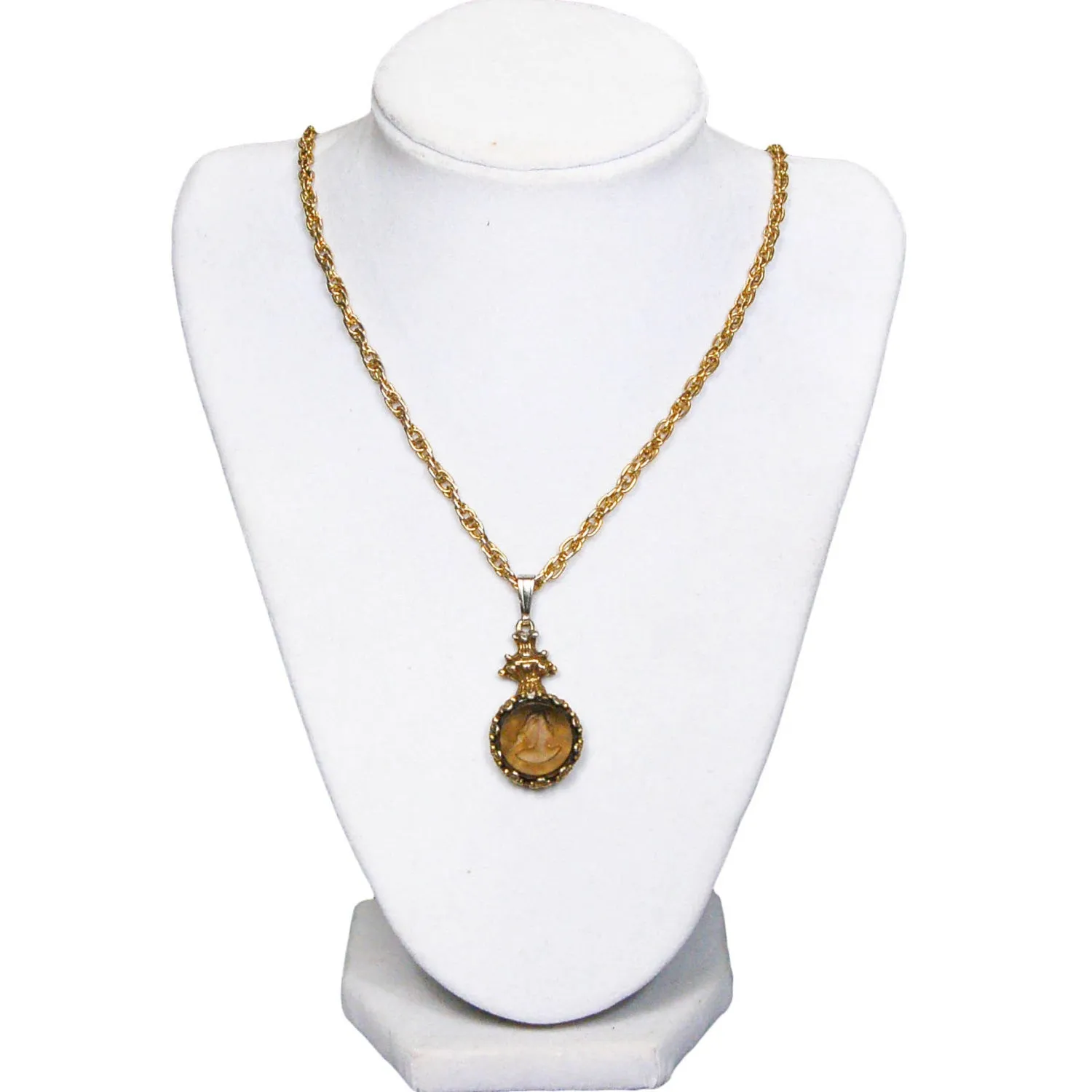 Intaglio Cameo Necklace with Topaz Crystal by Goldette